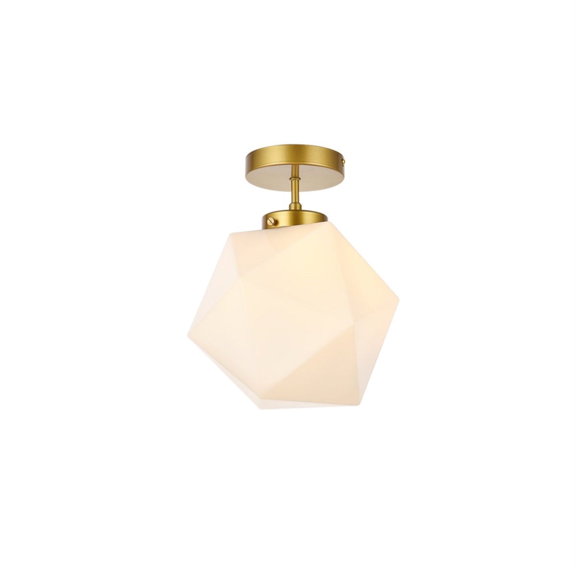 Lawrence 1 Light Brass And White Glass Flush Mount