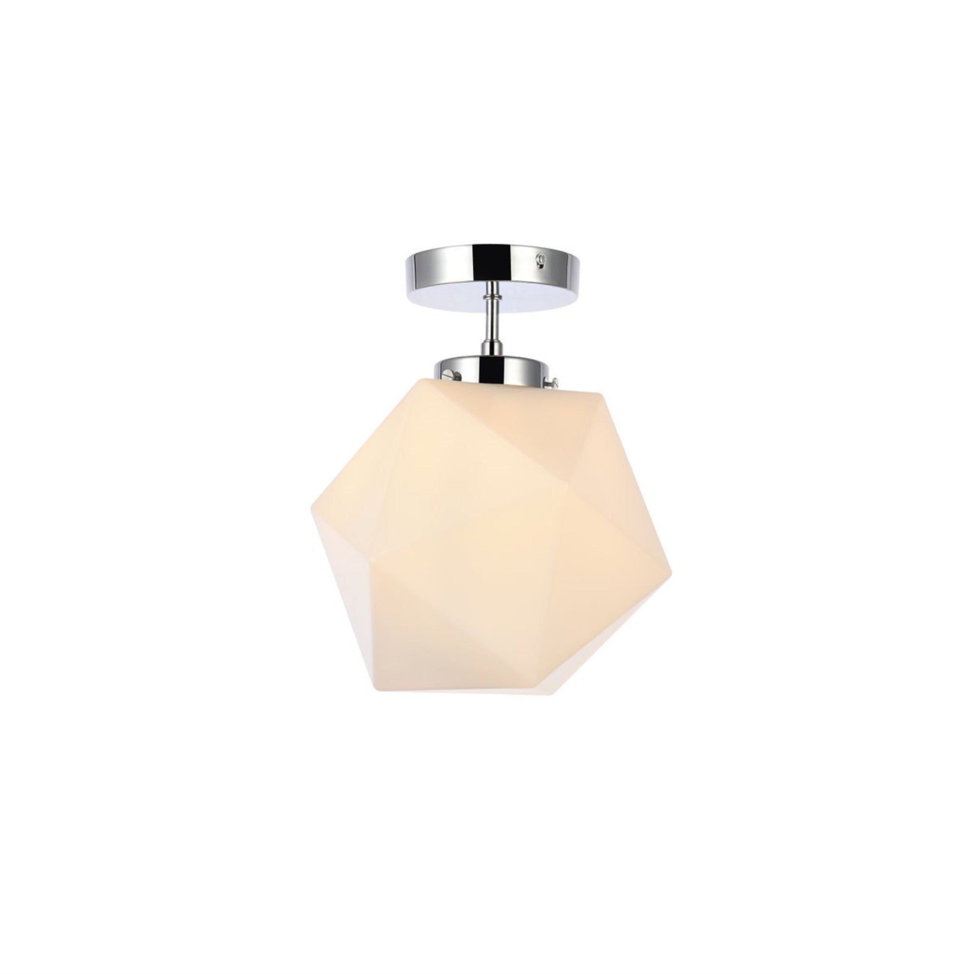 Lawrence 1 Light Chrome And White Glass Flush Mount