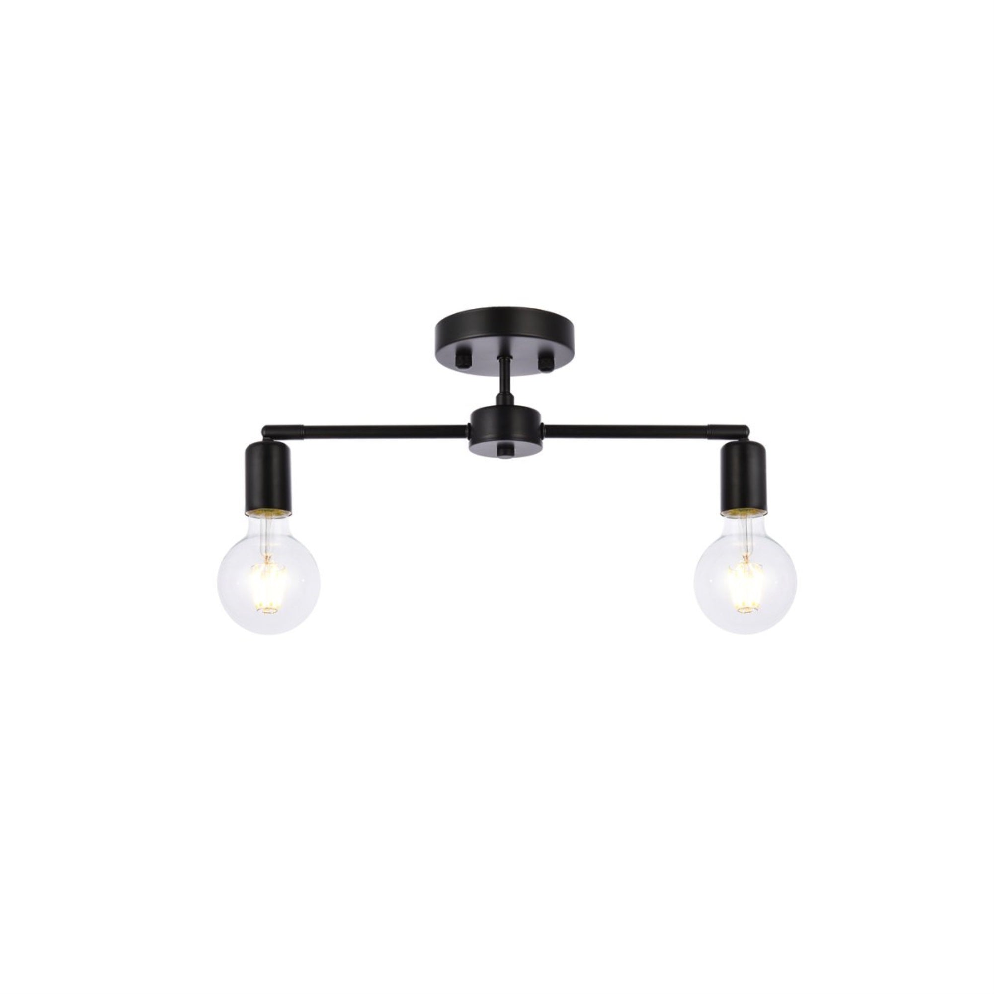 Zane 2 Lights Black Flush Mount
