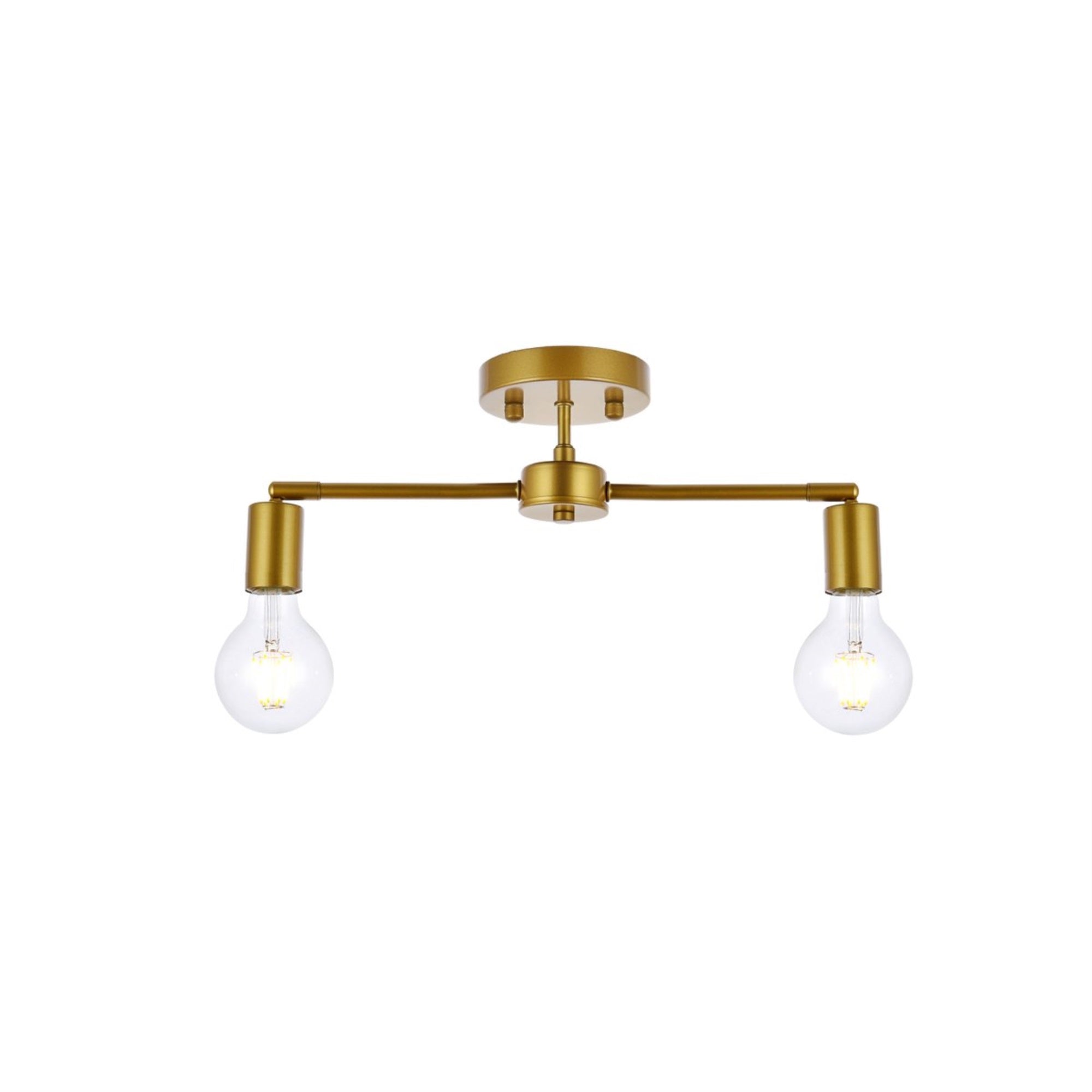 Zane 2 Lights Brass Flush Mount