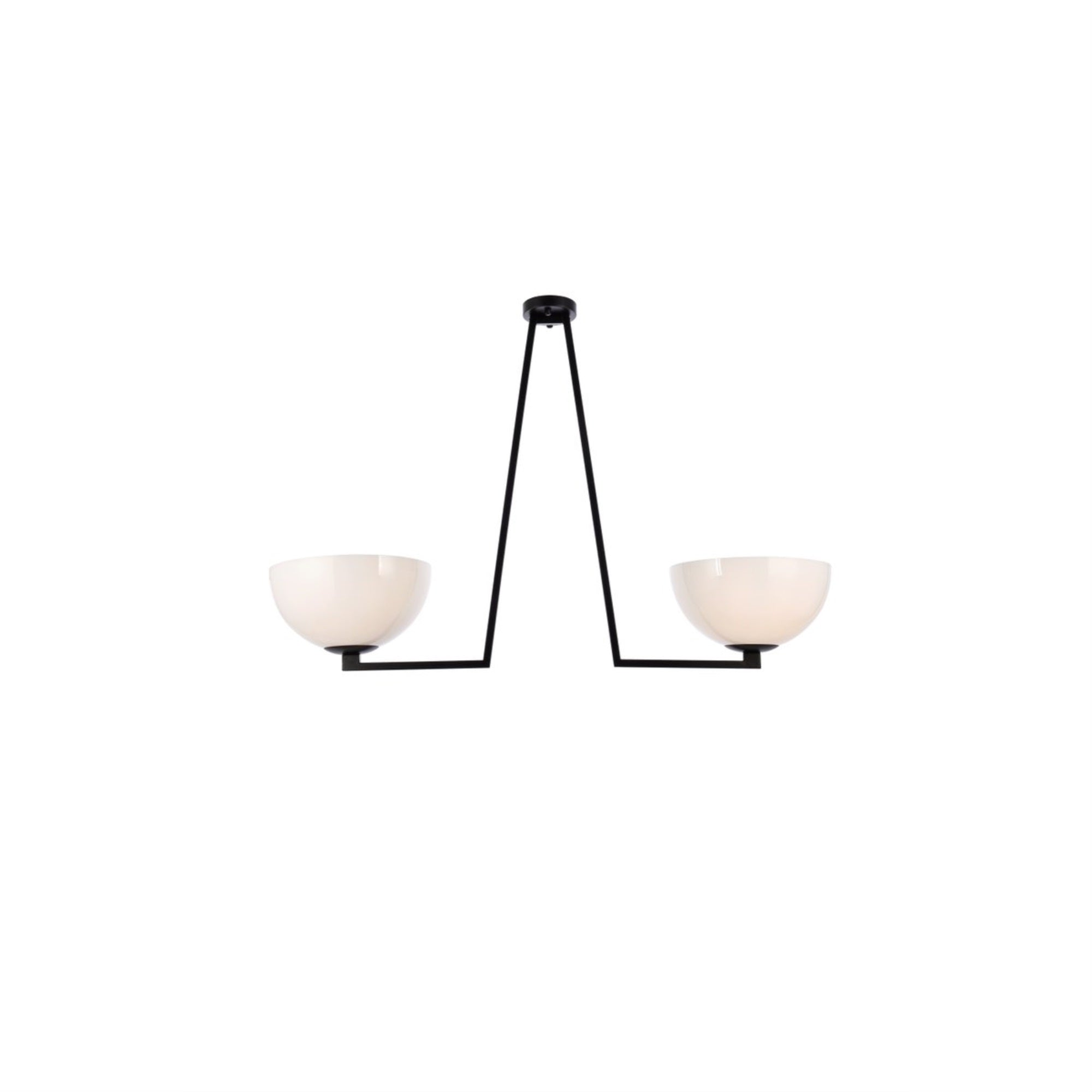 Jeanne 2 Lights Black And White Glass Flush Mount