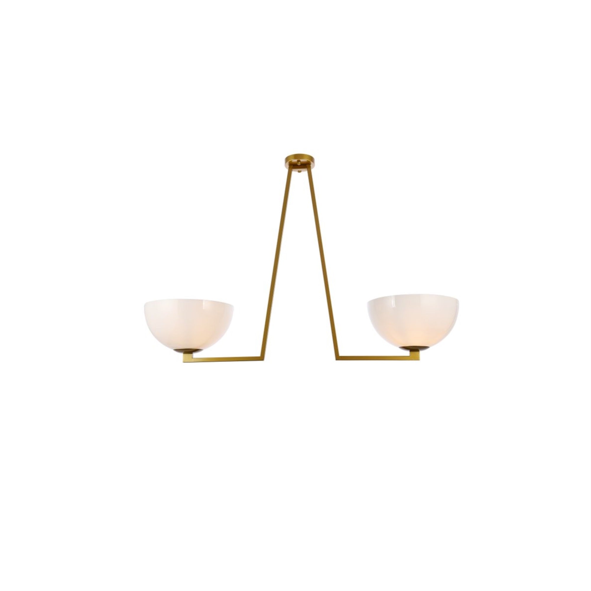Jeanne 2 Lights Brass And White Glass Flush Mount