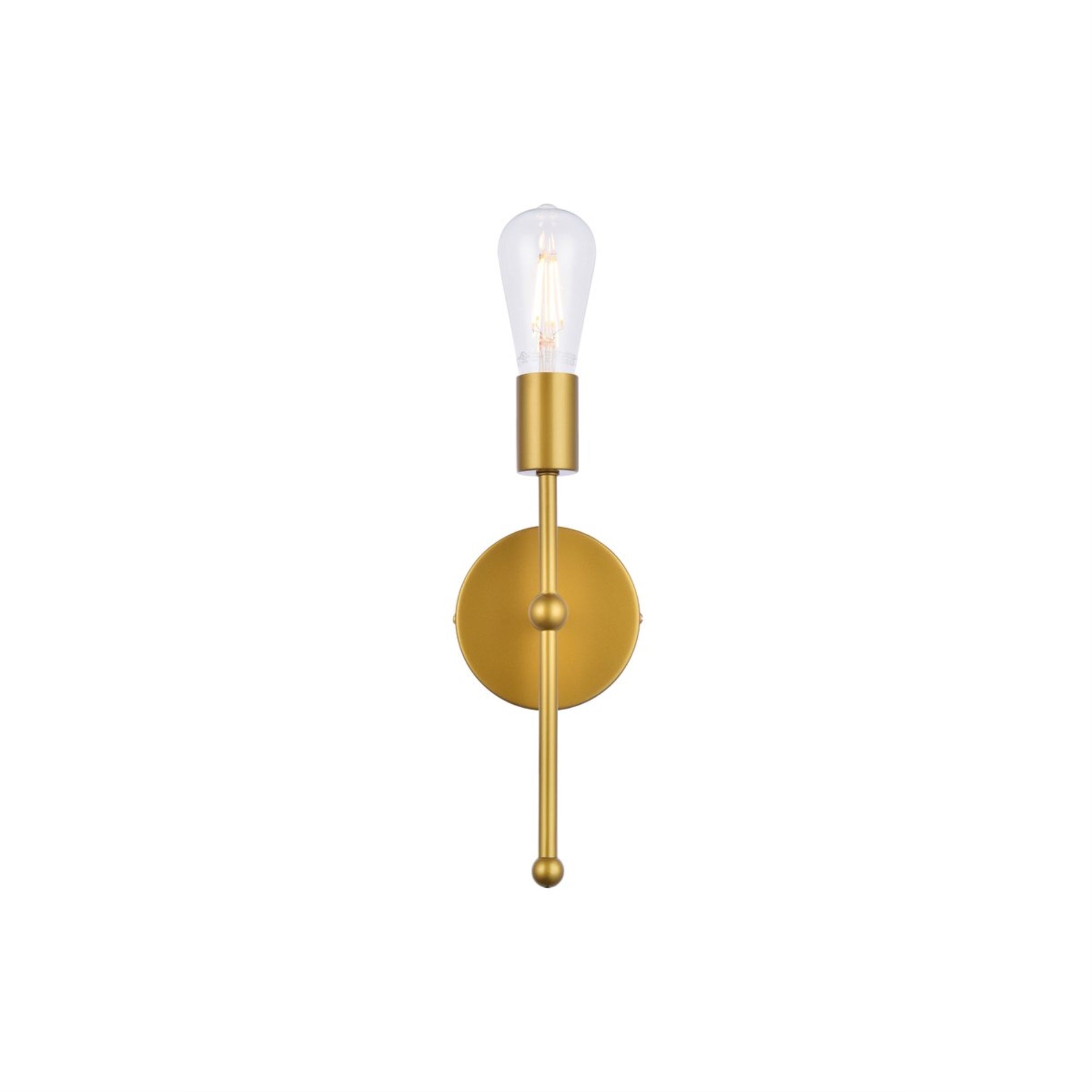 Ergode Keely 1 Light Brass Wall Sconce - Modern Torch-Like Design, Dimmable, E26 Socket