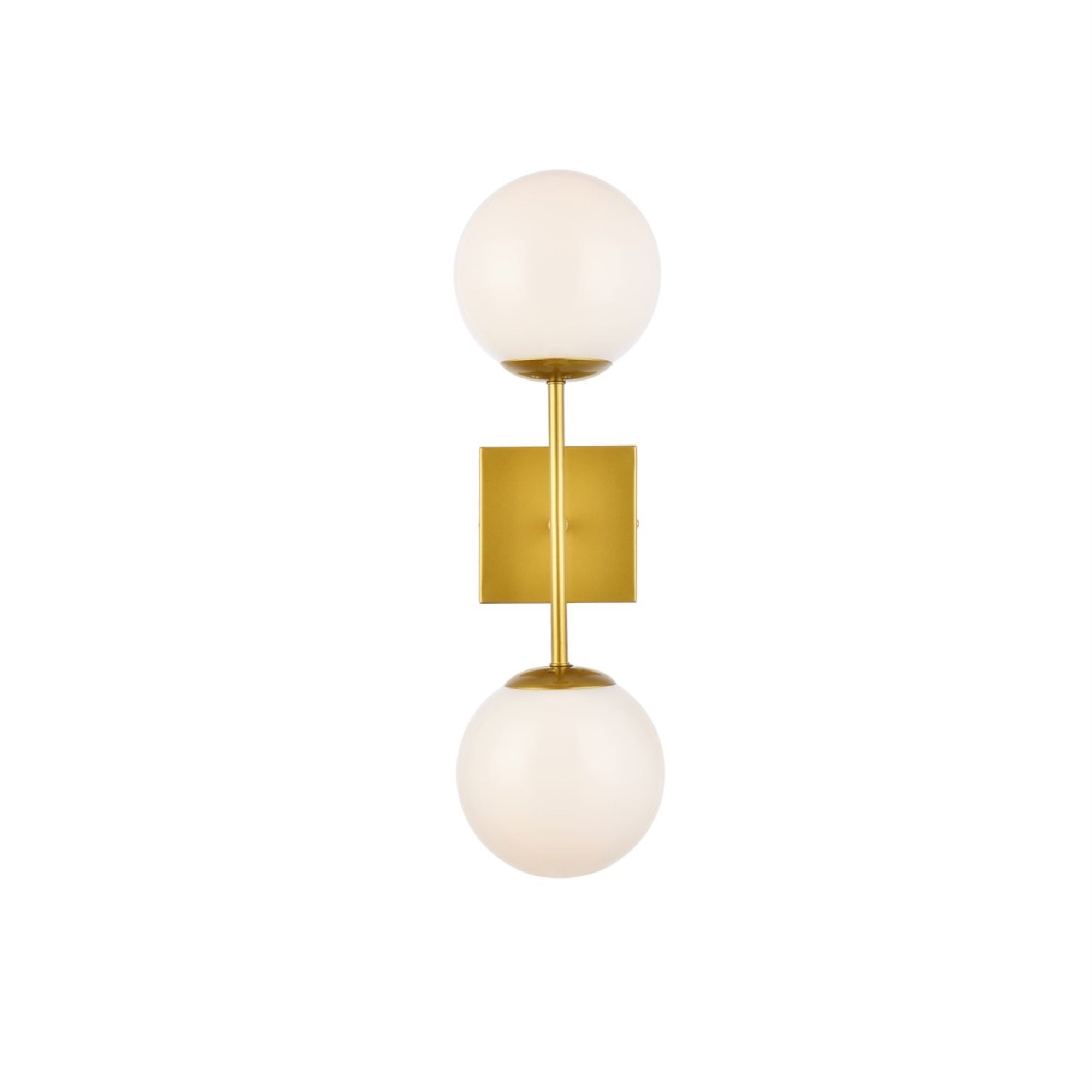 Neri 2 Lights Brass And White Glass Wall Sconce