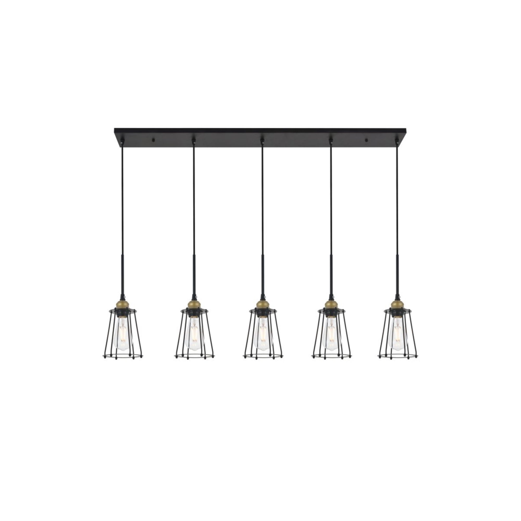 Auspice 5 Light Brass And Black Pendant