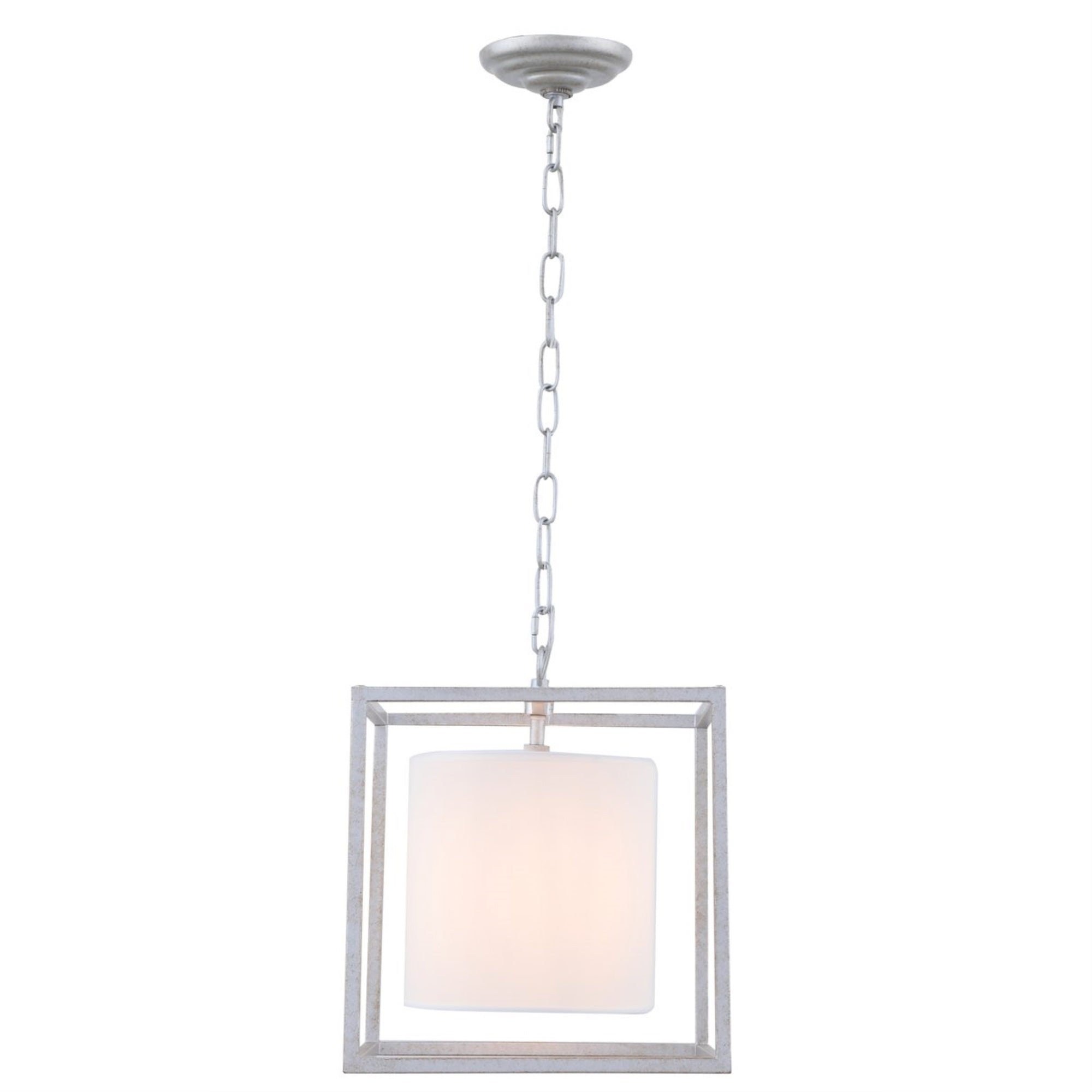 Mirin 1 Light Vintage Silver And White Shade Pendant