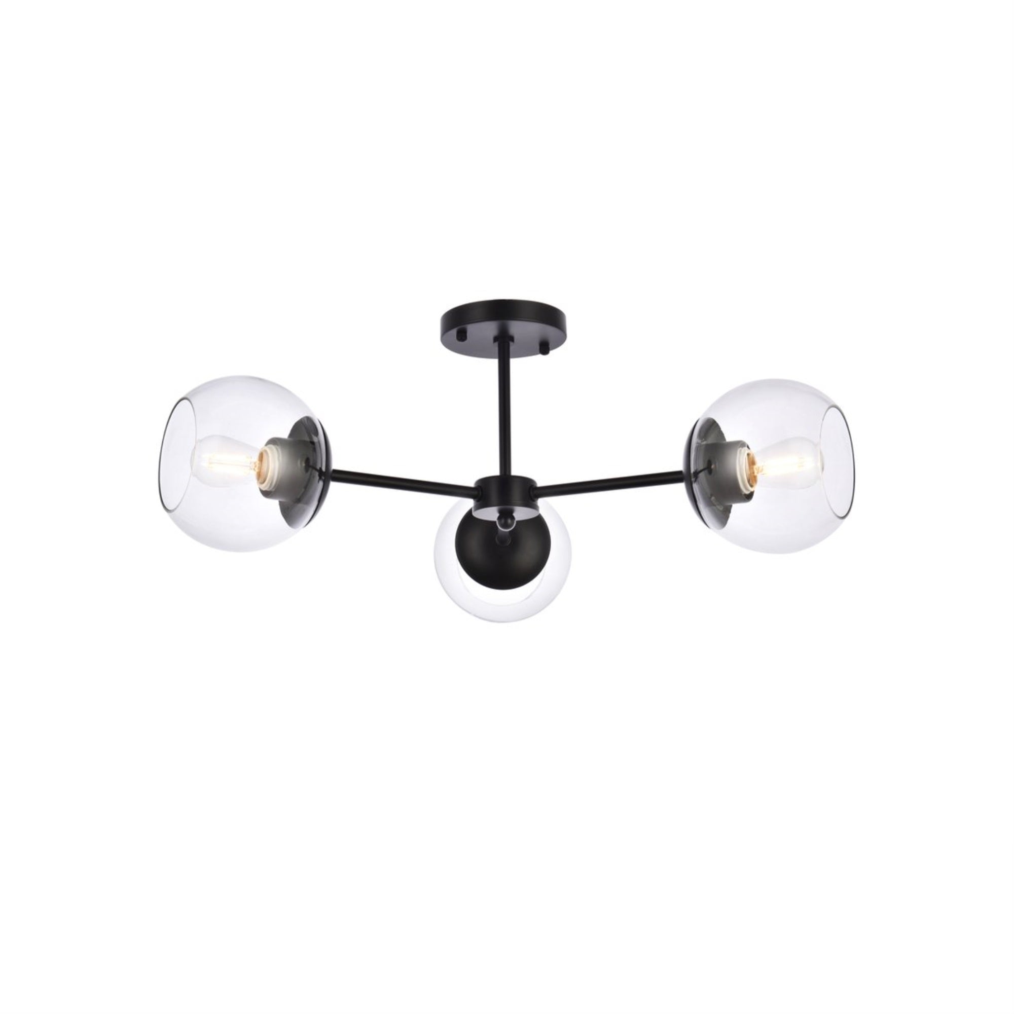 Briggs 26 Inch Flush Mount In Black With Clear Shade