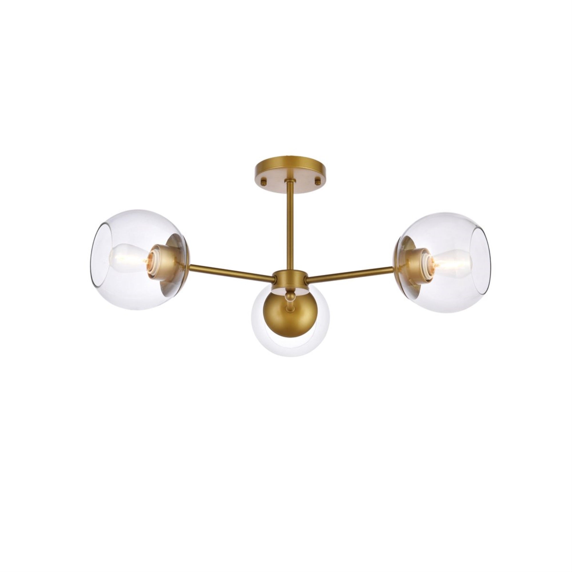 Briggs 26 Inch Flush Mount In Brass With Clear Shade