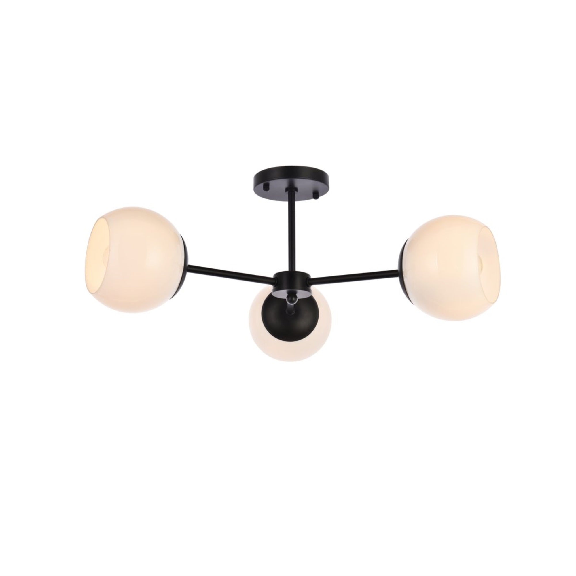 Briggs 26 Inch Flush Mount In Black With White Shade
