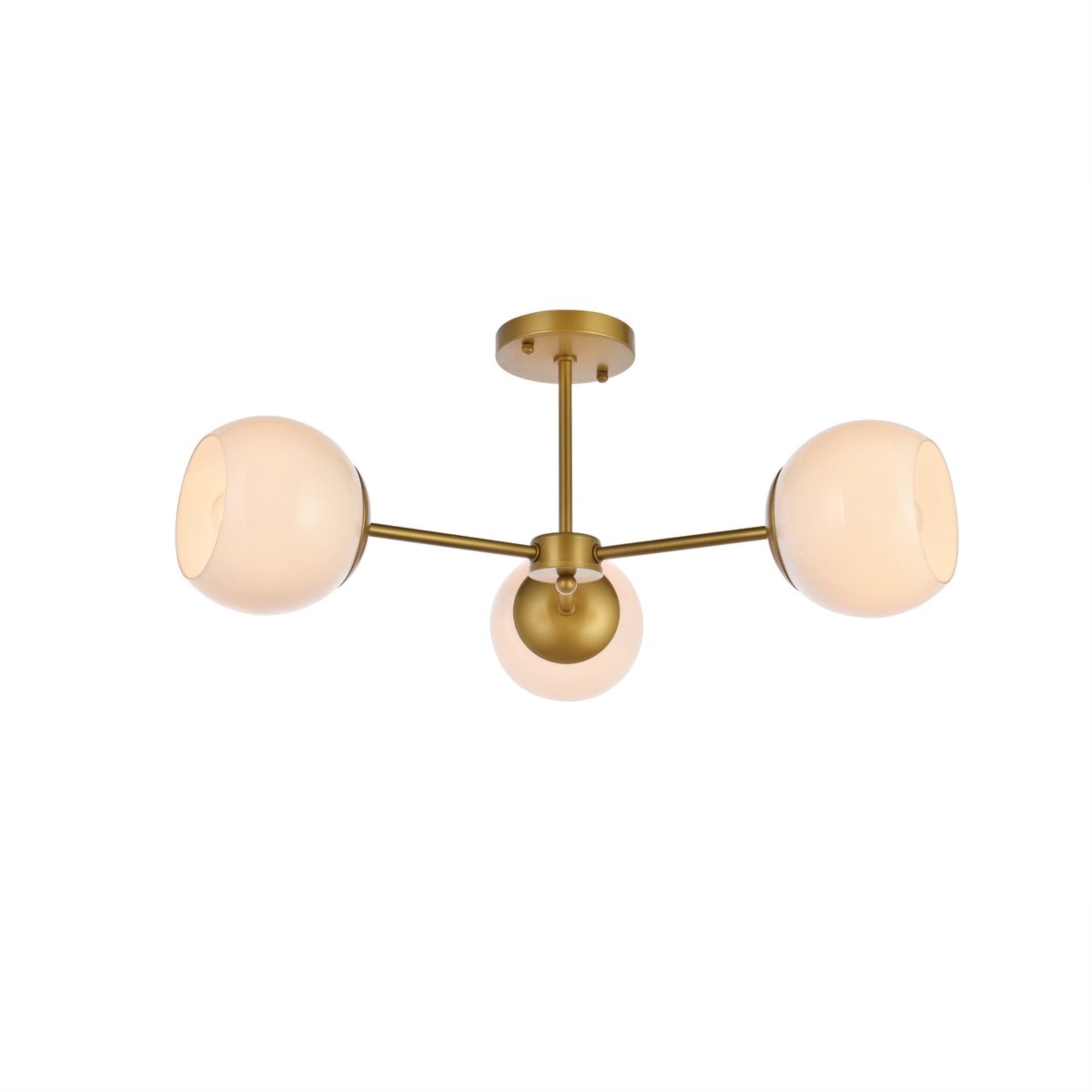Briggs 26 Inch Flush Mount In Brass With White Shade