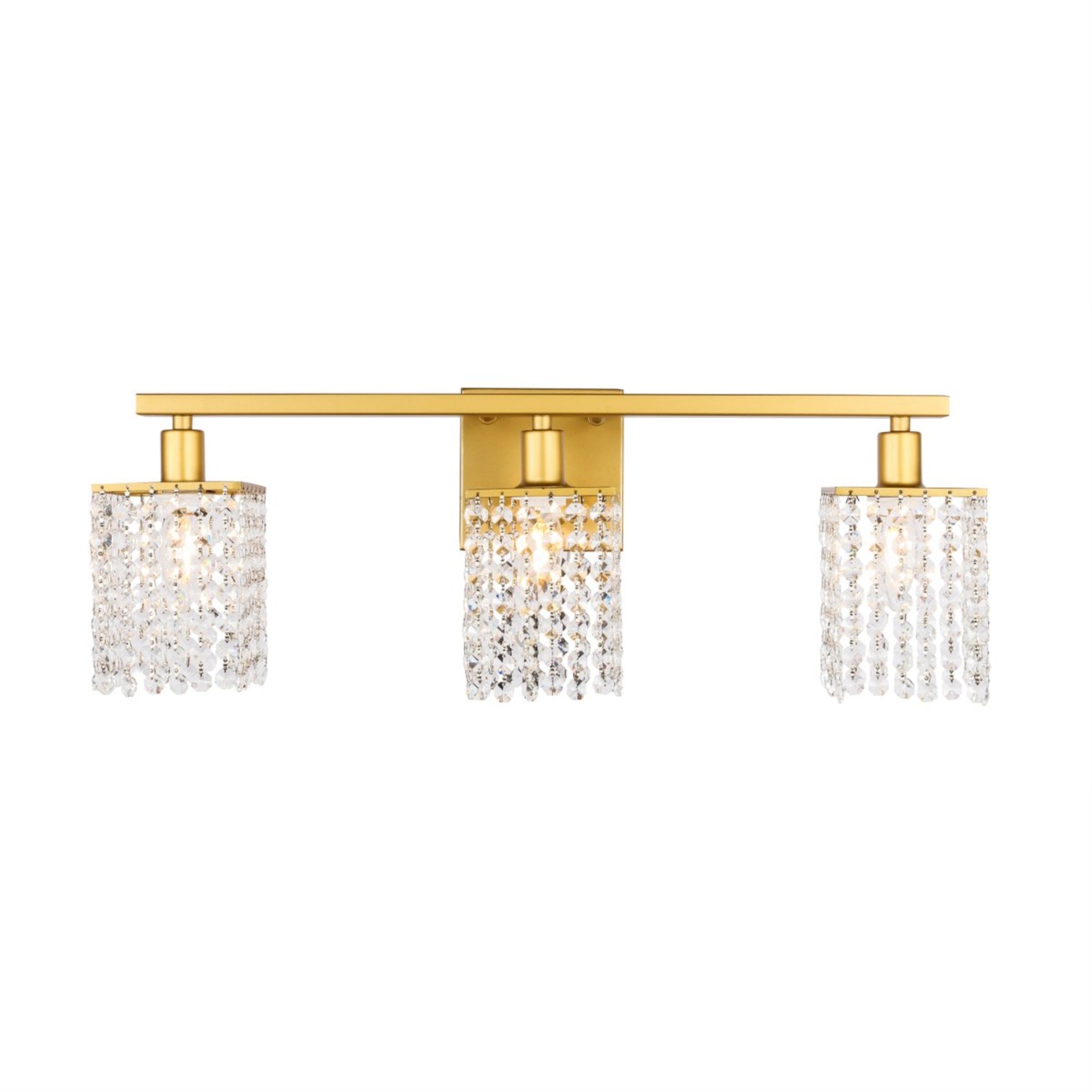 Phineas 3 Light Brass And Clear Crystals Wall Sconce