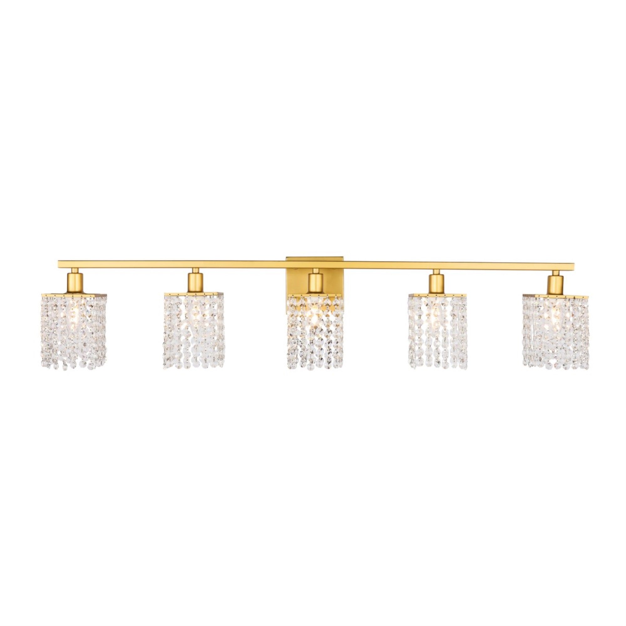 Phineas 5 Light Brass And Clear Crystals Wall Sconce