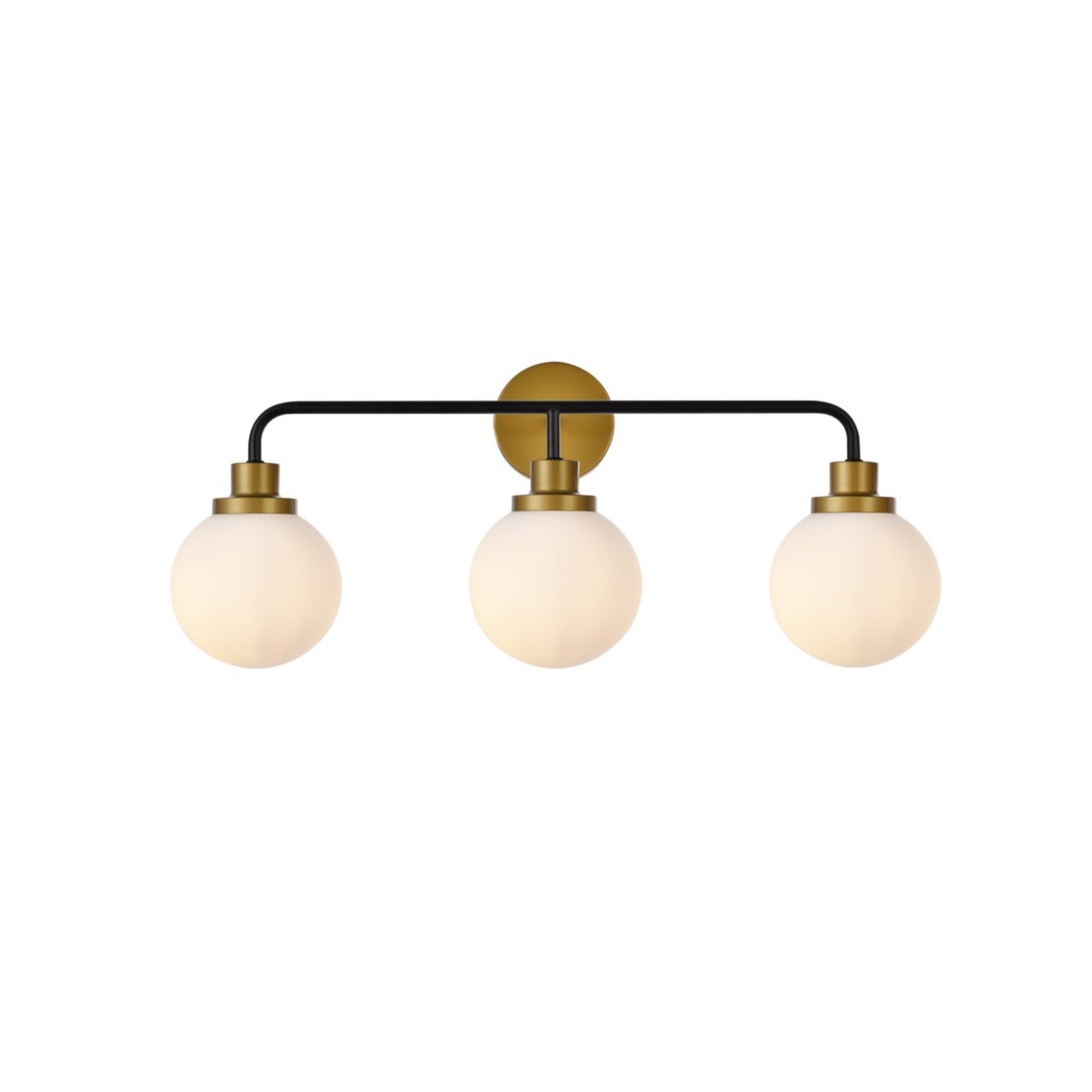 Hanson 3 Lights Bath Sconce In Black With Brass With Frosted Shade