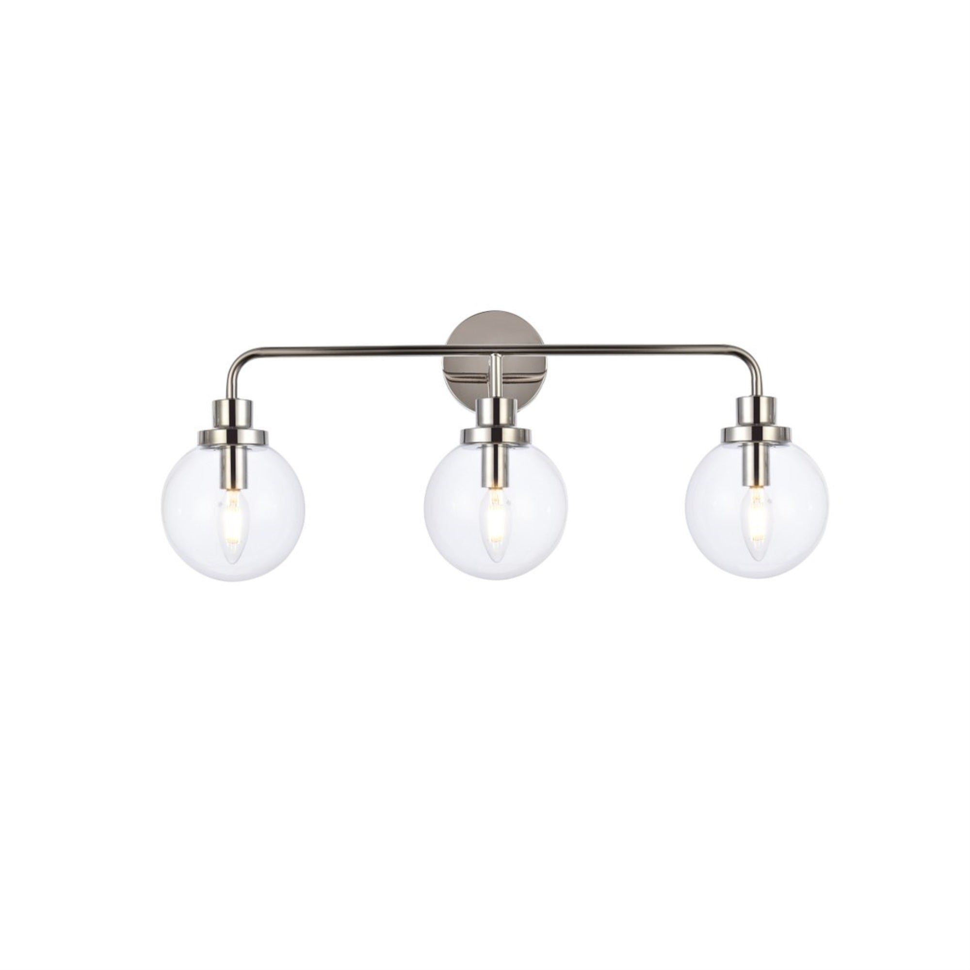 Hanson 3 Lights Bath Sconce In Polished Nickel With Clear Shade