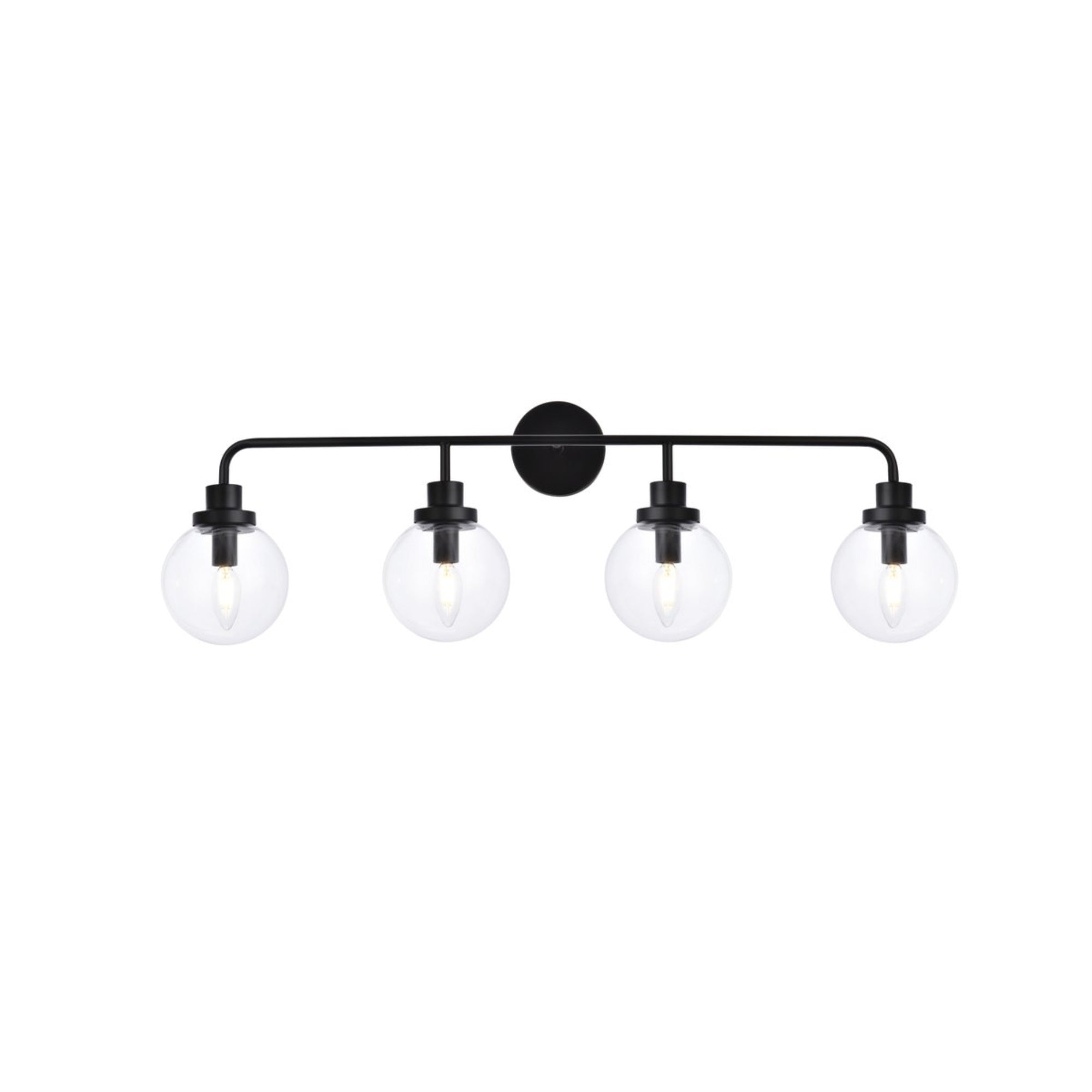 Hanson 4 Lights Bath Sconce In Black With Clear Shade