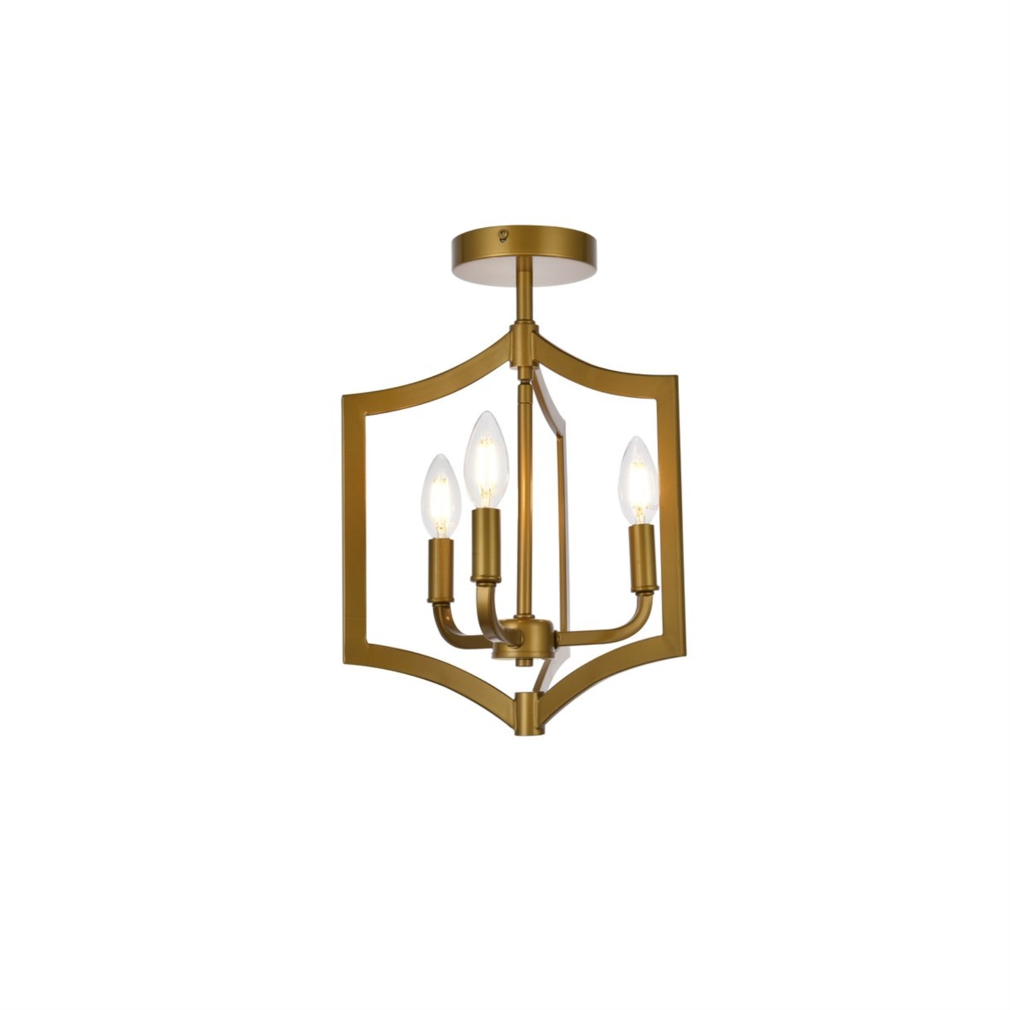 Kiera 3 Lights Flush Mount In Brass