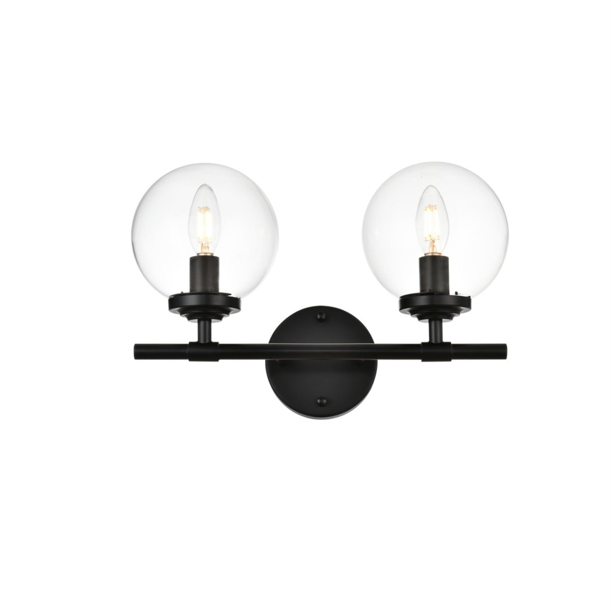 Ingrid 2 Light Black And Clear Bath Sconce