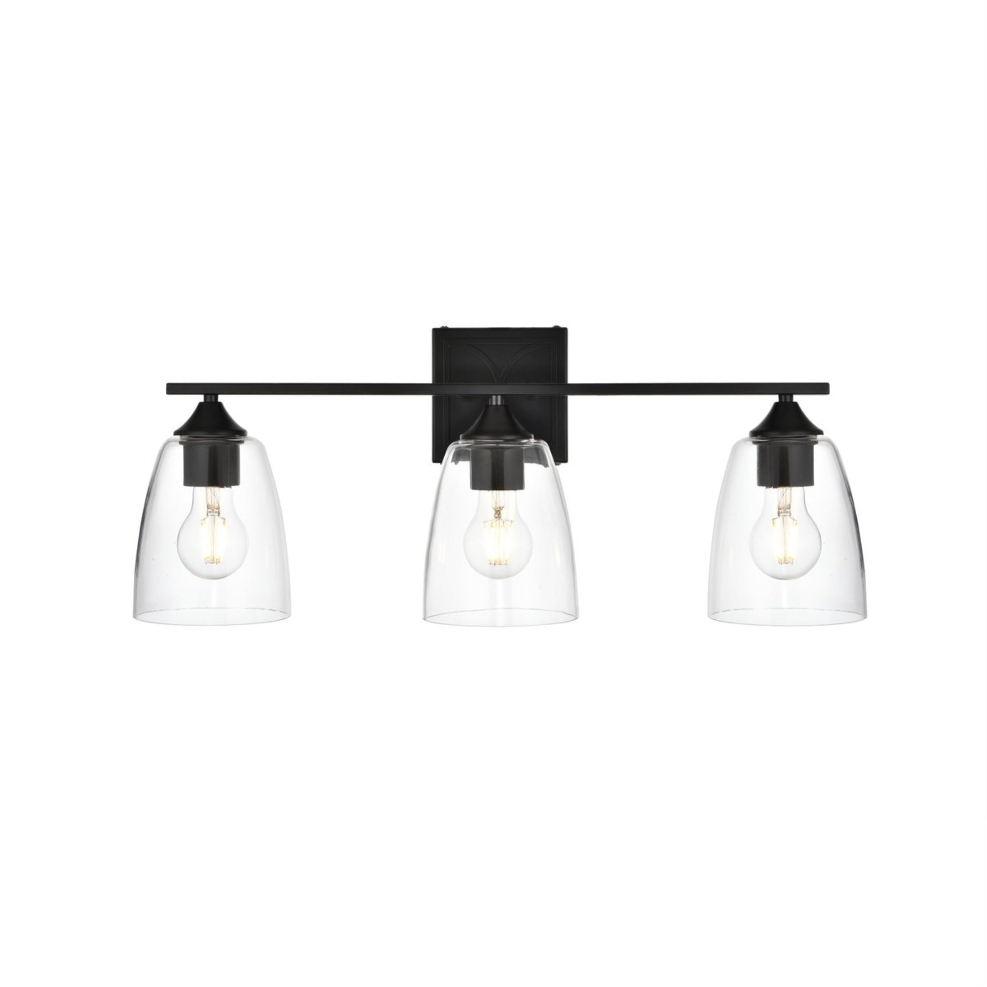 Harris 3 Light Black And Clear Bath Sconce