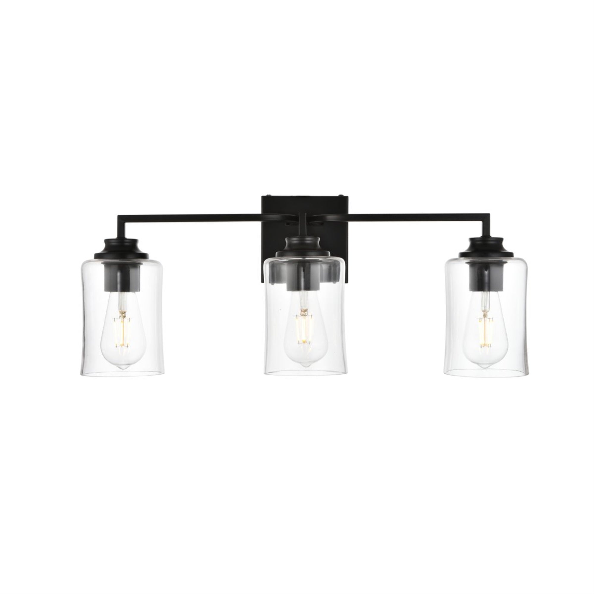 Ronnie 3 Light Black And Clear Bath Sconce