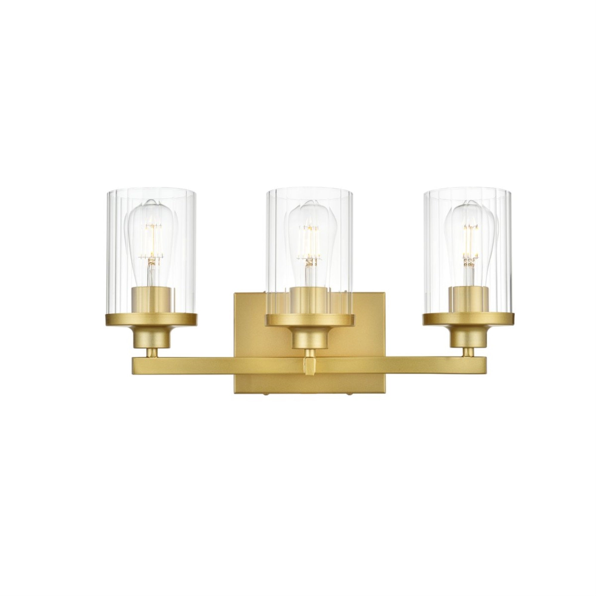 Saanvi 3 Light Brass And Clear Bath Sconce