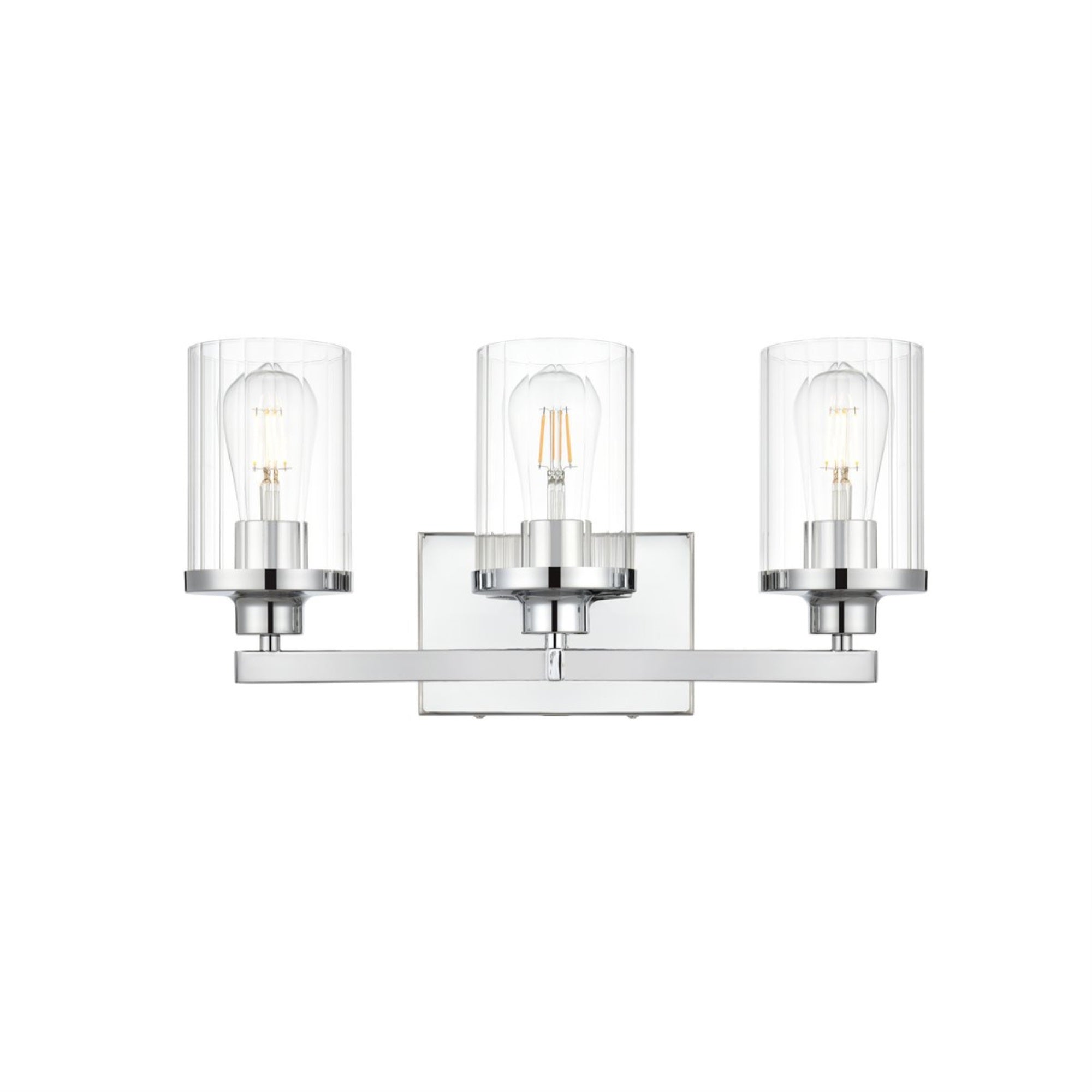 Saanvi 3 Light Chrome And Clear Bath Sconce