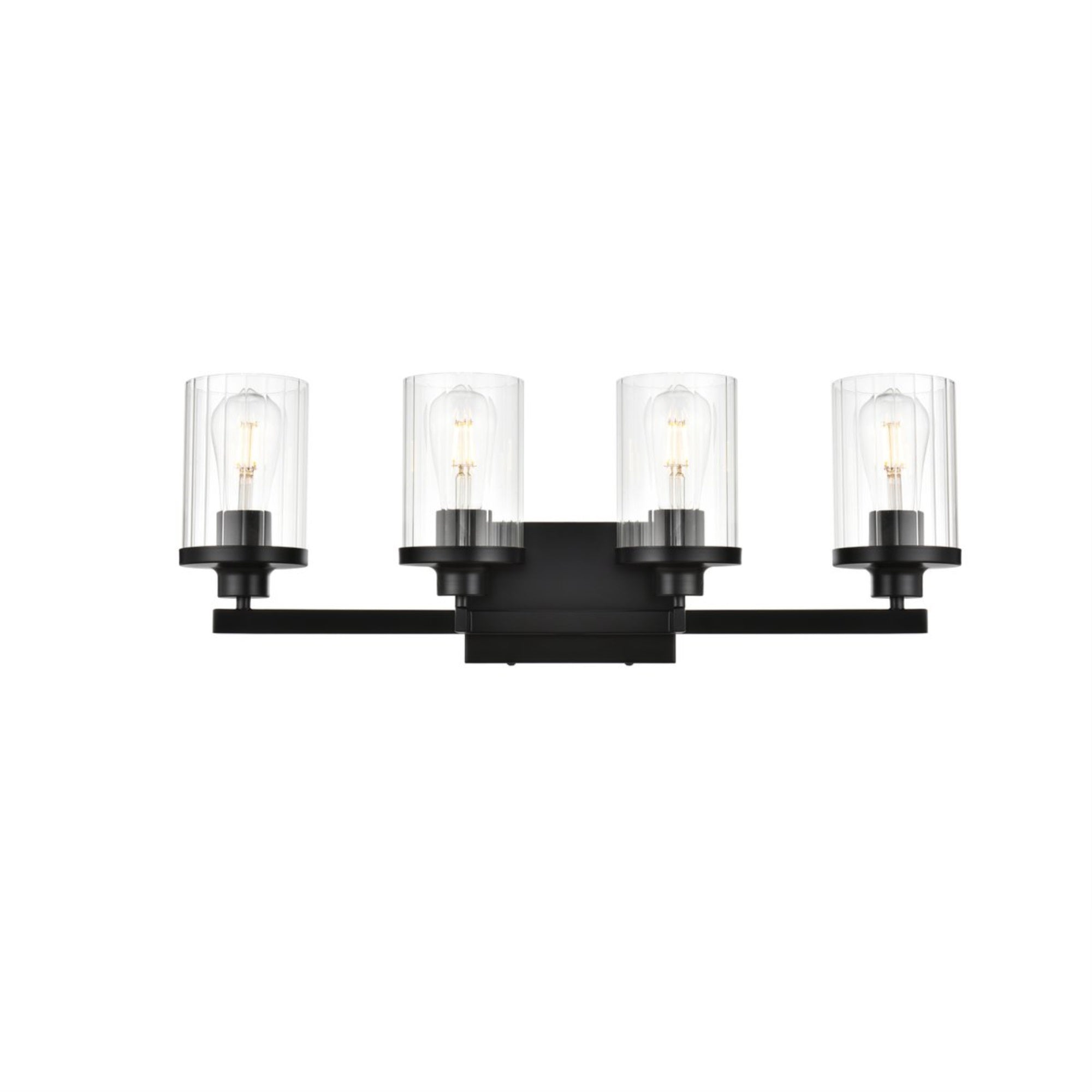 Saanvi 4 Light Black And Clear Bath Sconce