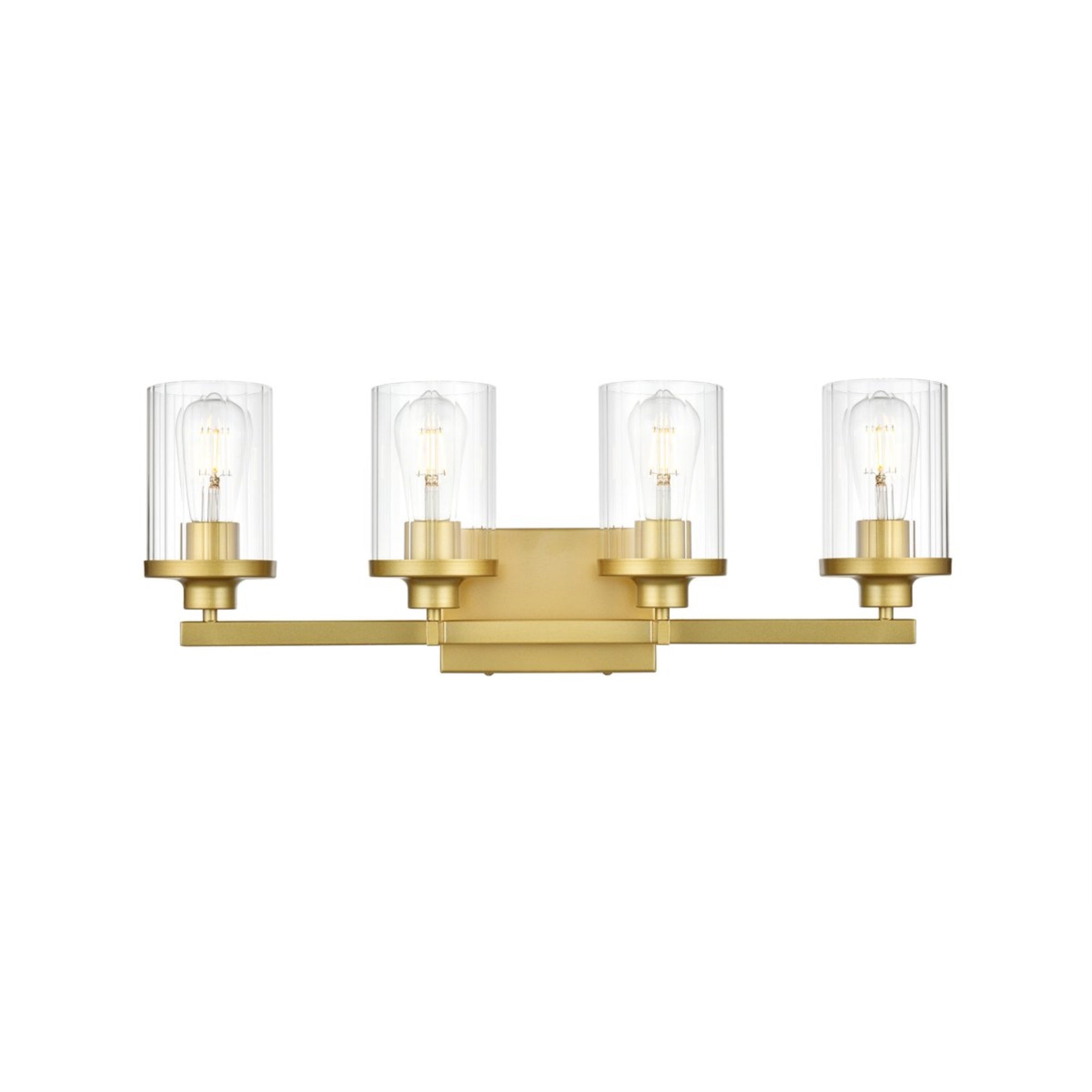 Saanvi 4 Light Brass And Clear Bath Sconce