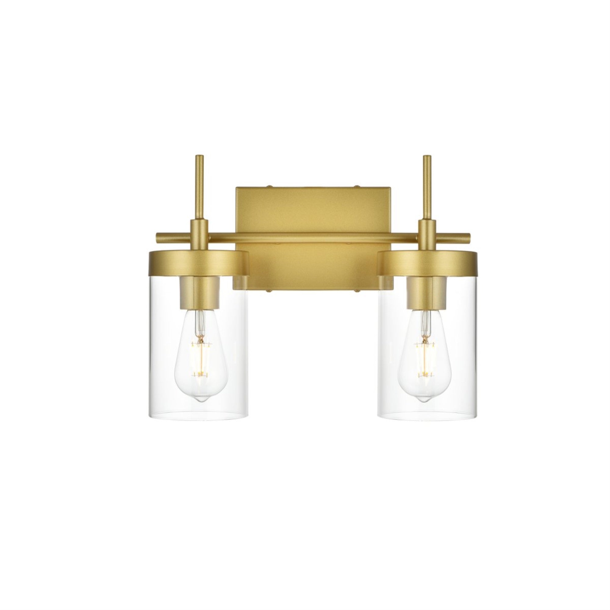 Benny 2 Light Brass And Clear Bath Sconce