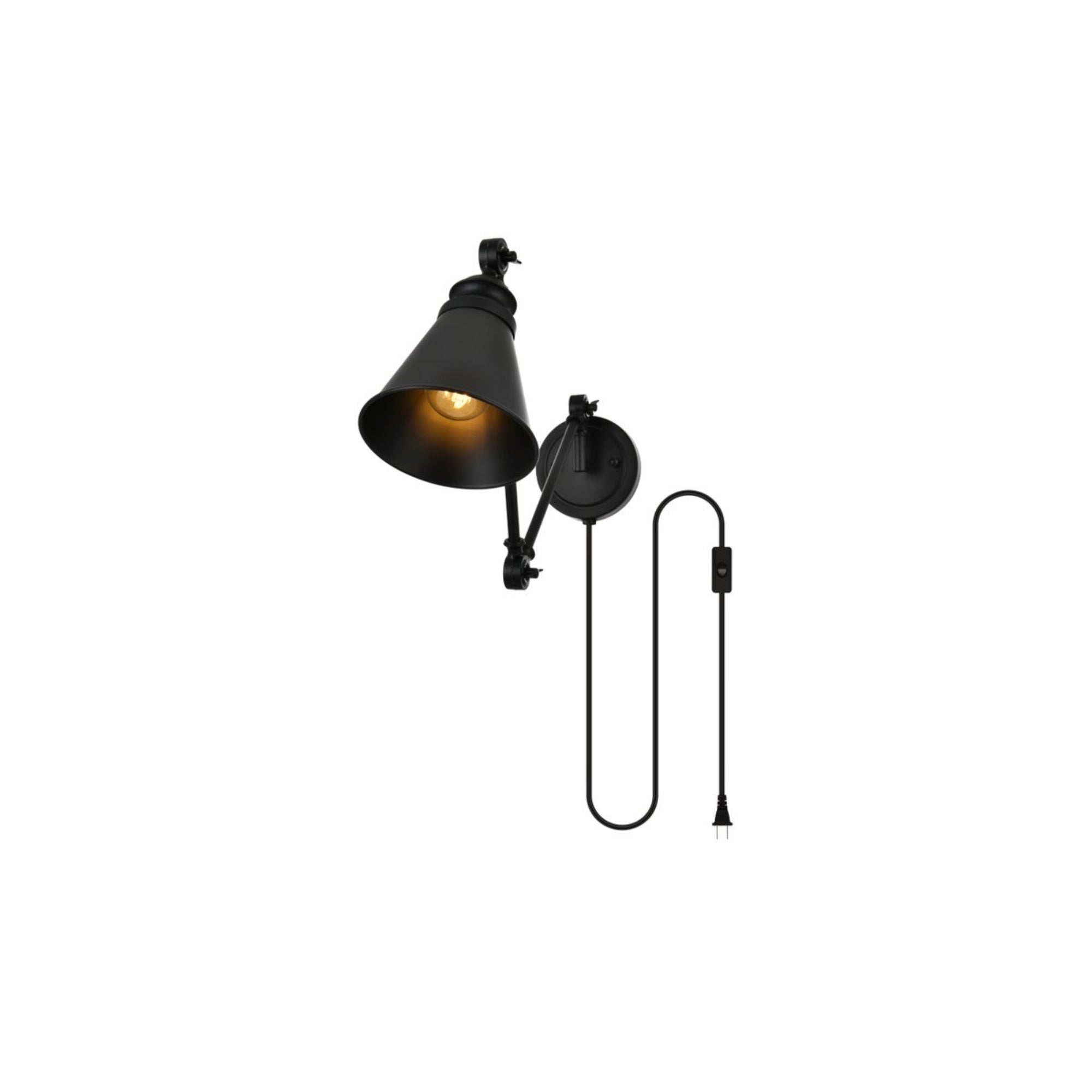 Van 1 Light Black Swing Arm Plug In Wall Sconce