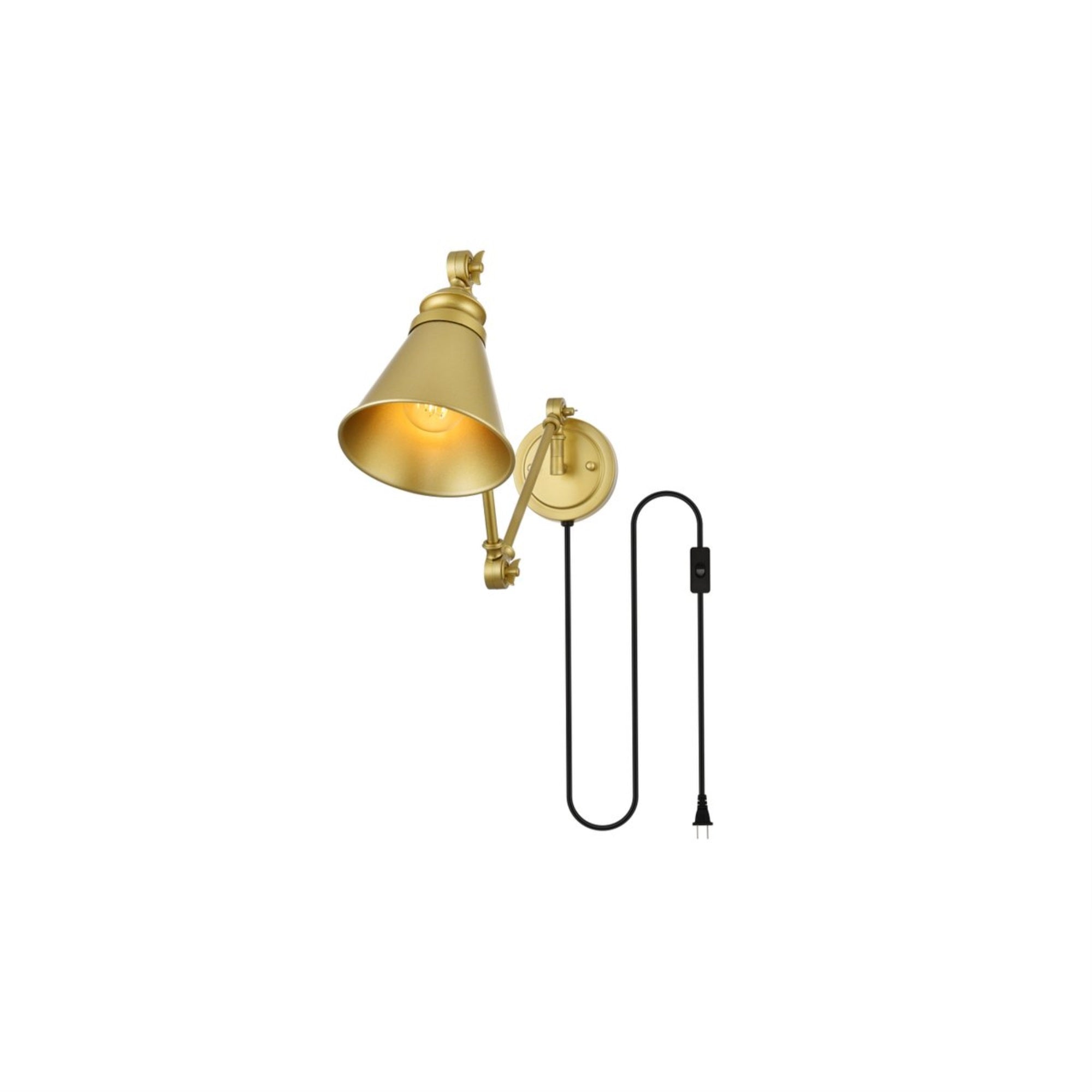 Van 1 Light Brass Swing Arm Plug In Wall Sconce