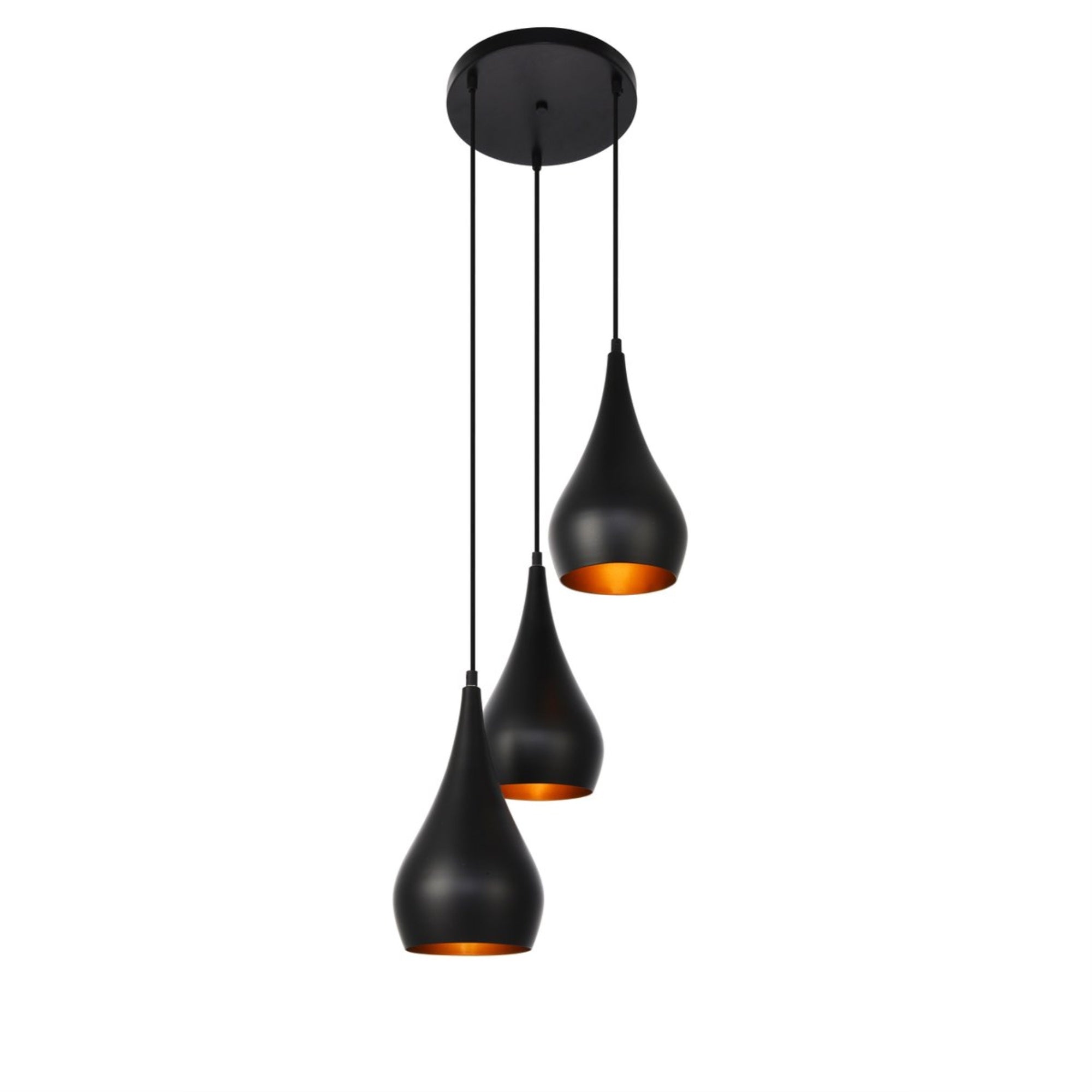 Nora Collection Pendant D14.5in H11.5in Lt:3 Black finish