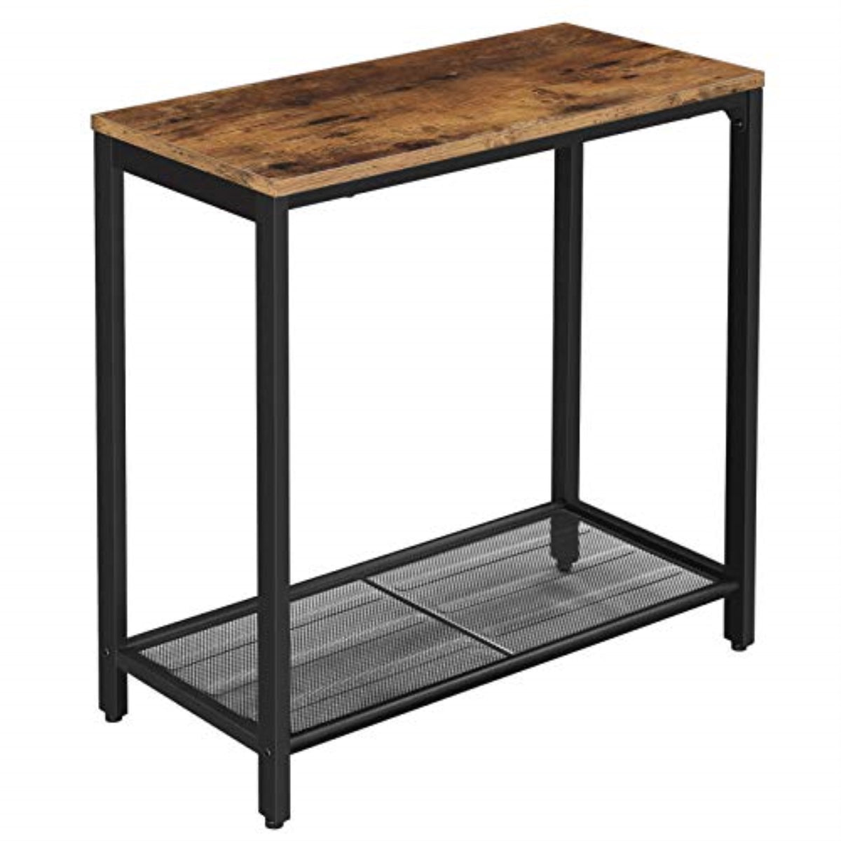 Vasagle Indestic Side Table, Narrow Small End Table With Mesh Shelf, Nightstand, Living Room, Bedroom, Kitchen, Metal, Industria