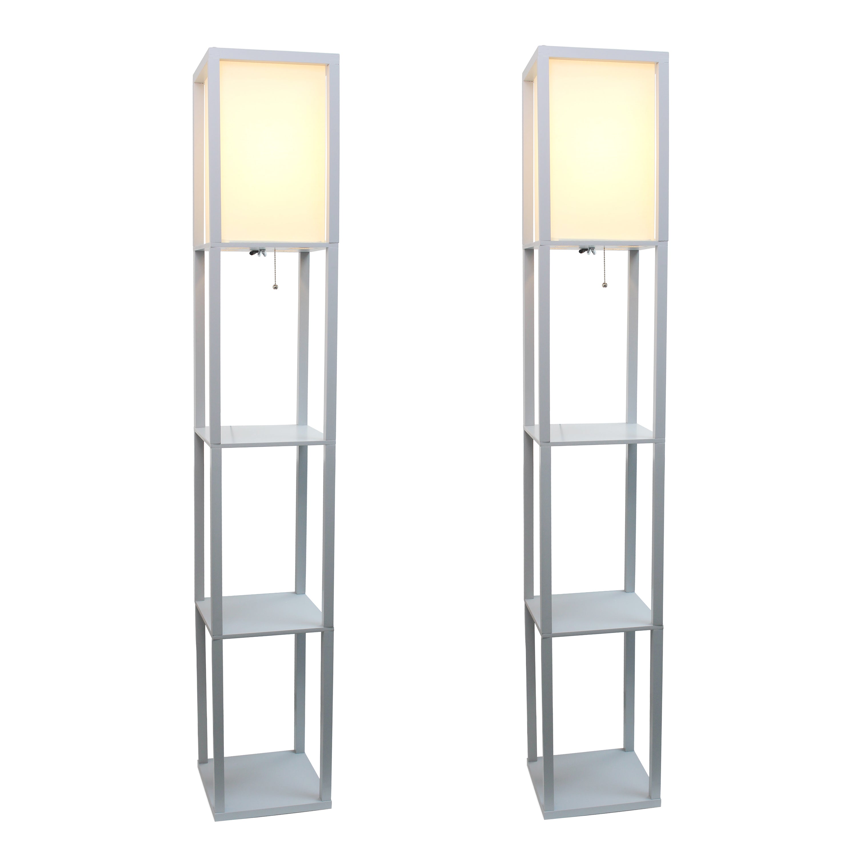 Simple Designs Floor Lamp Shelf Lamp Etagere Gray With Lace And Linen Shade