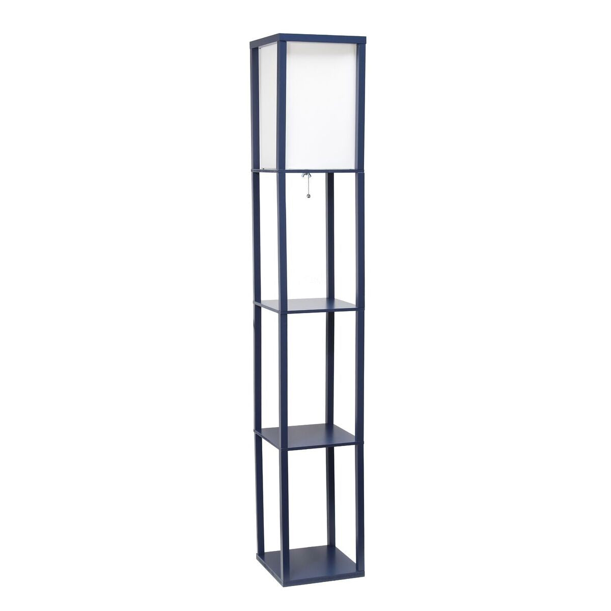 Floor Lamp Etagere Organizer Storage Shelf With Linen Shade, Navy