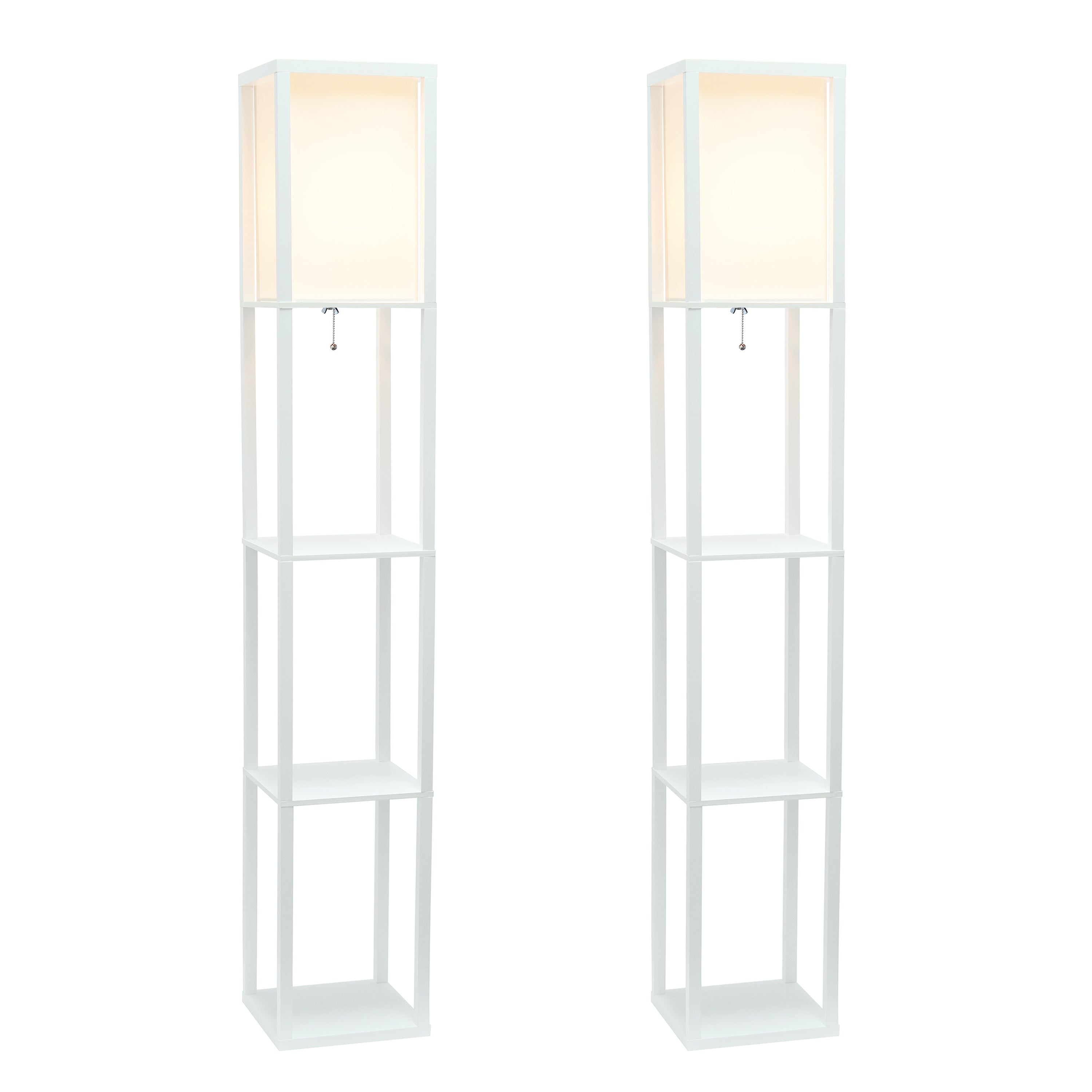 Simple Designs Floor Lamp Shelf Lamp Etagere Ivory With French Lace Pattern Linen Shade