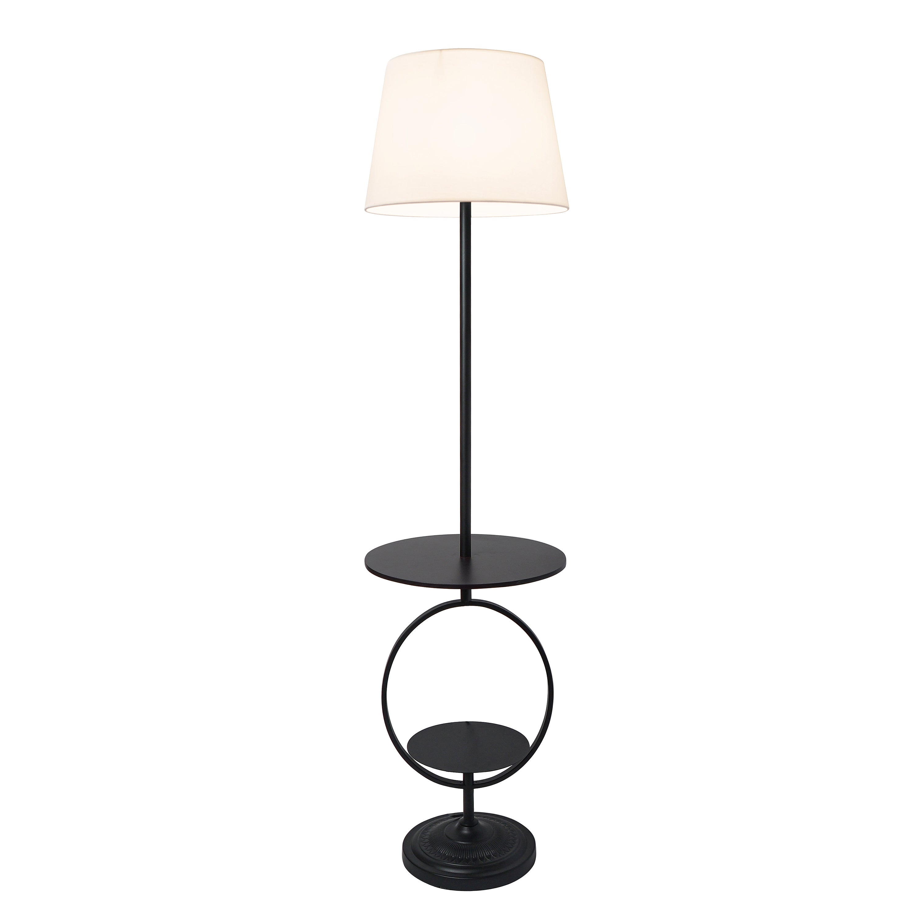 Elegant Designs Bedside Nightstand End Table Dual Shelf Decorative Floor Lamp, Black