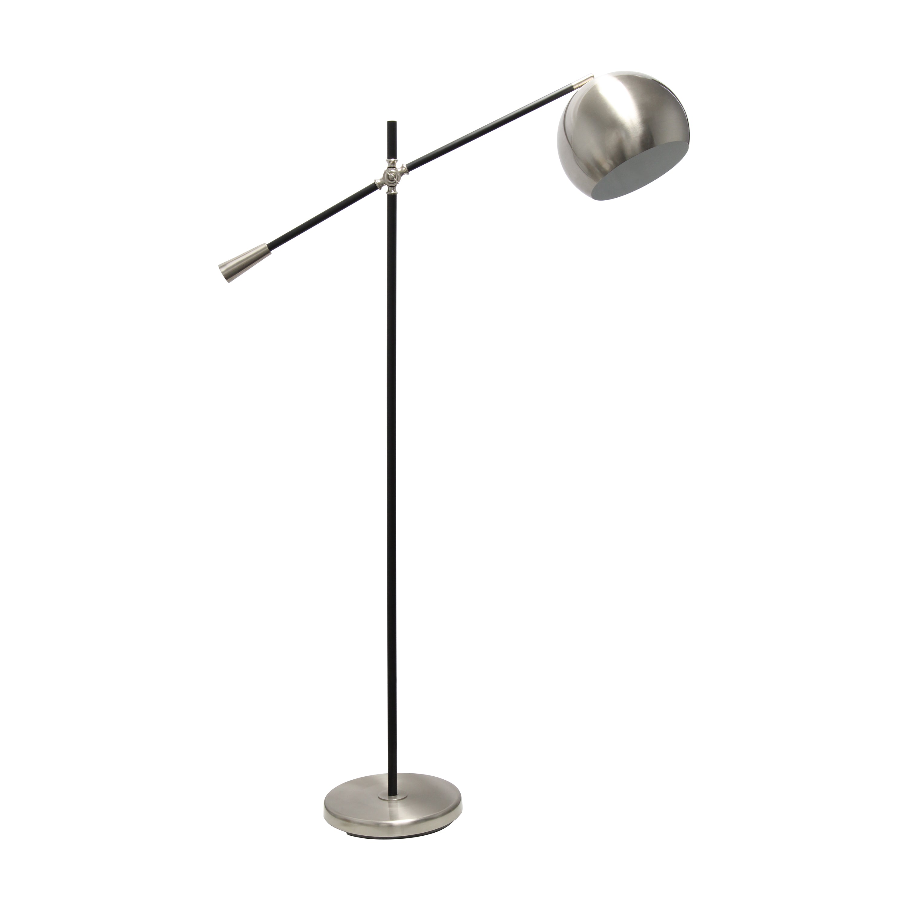 Elegant Designs Matte Black Pivot Arm Floor Lamp, Brushed Nickel