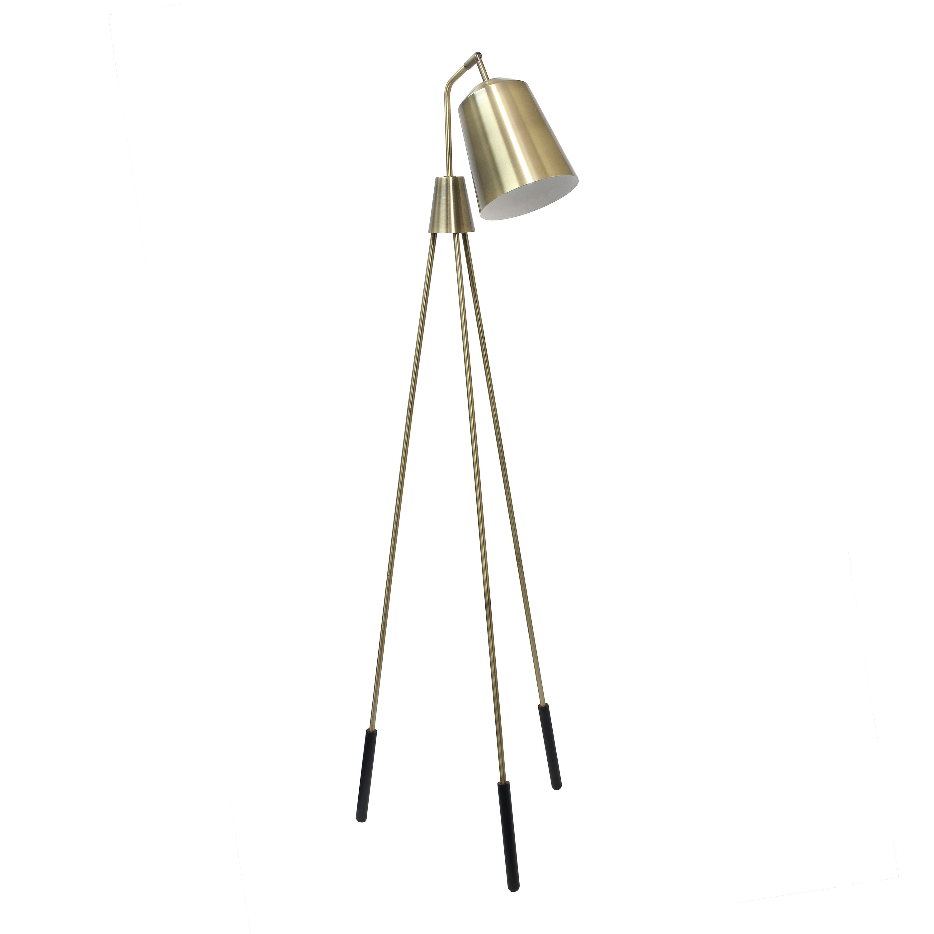 Elegant Designs Three Legged Antique Brass  Floor Lamp With Shifting Shade