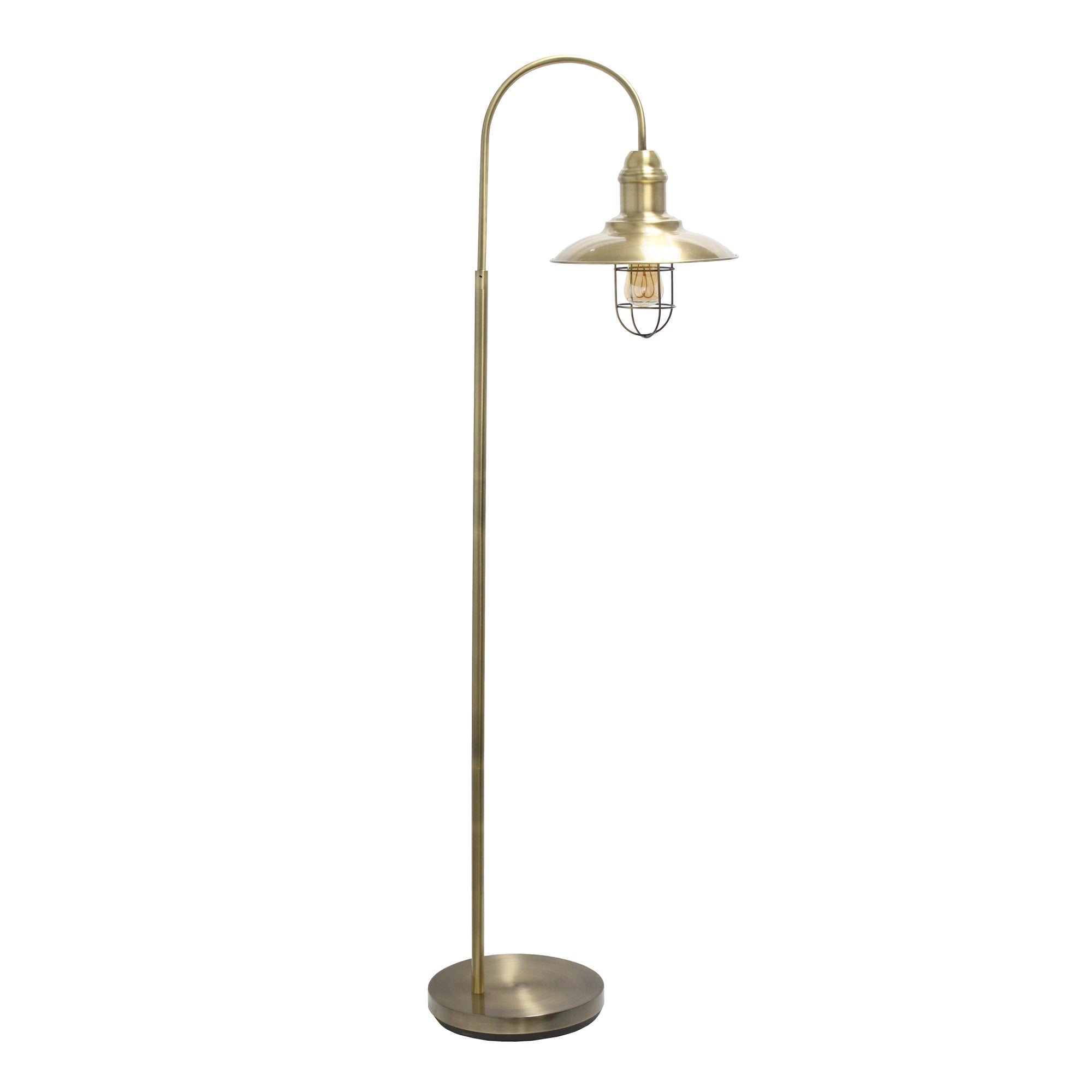 Elegant Designs Rustic Open Cage Floor Lamp, Antique Brass