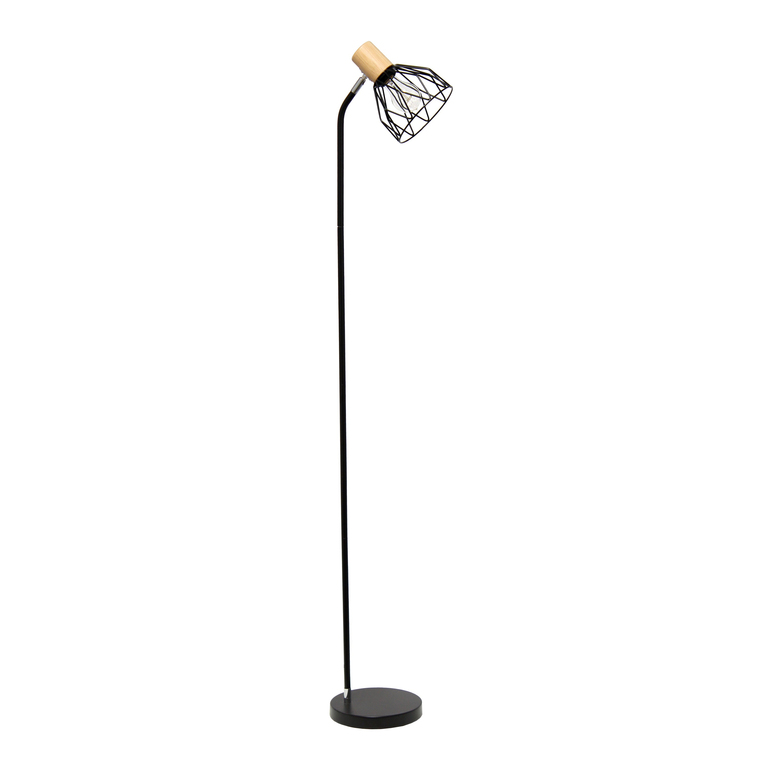Simple Designs 55.91' Industrial Farmhouse Fusion Adjustable Cage Wire Accent Floor Lamp, Black