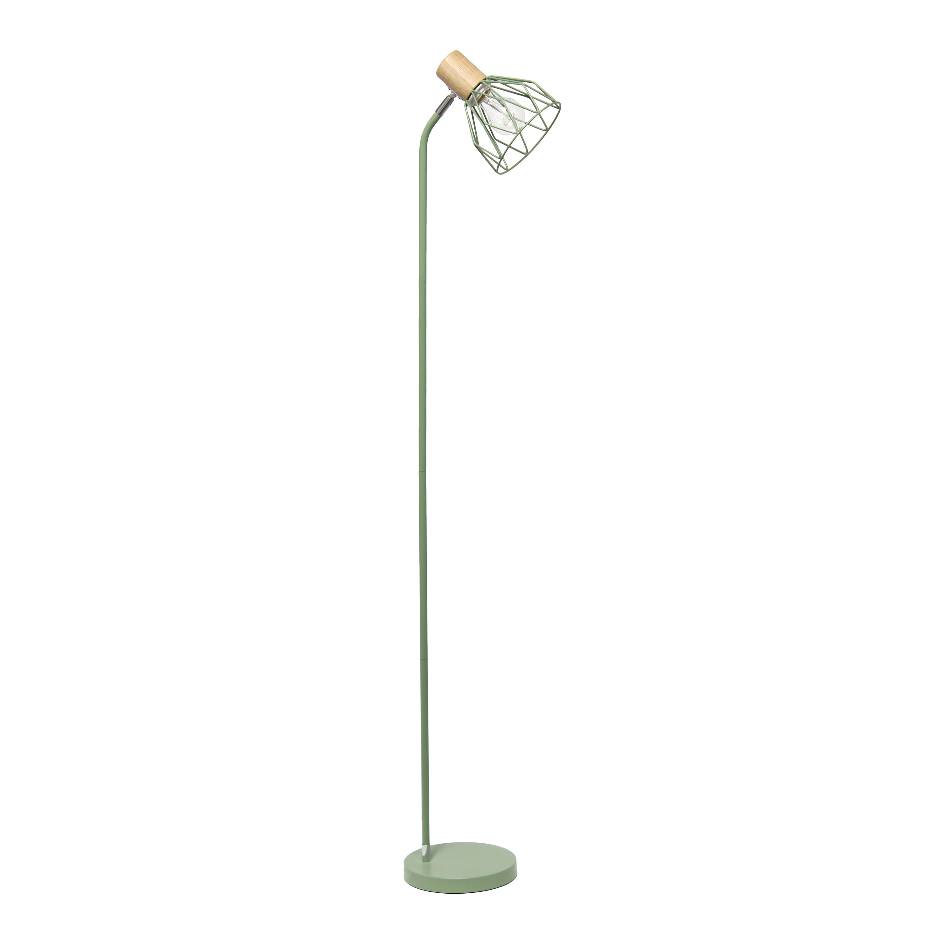 Simple Designs 55.91' Industrial Farmhouse Fusion Adjustable Cage Wire Accent Floor Lamp, Green