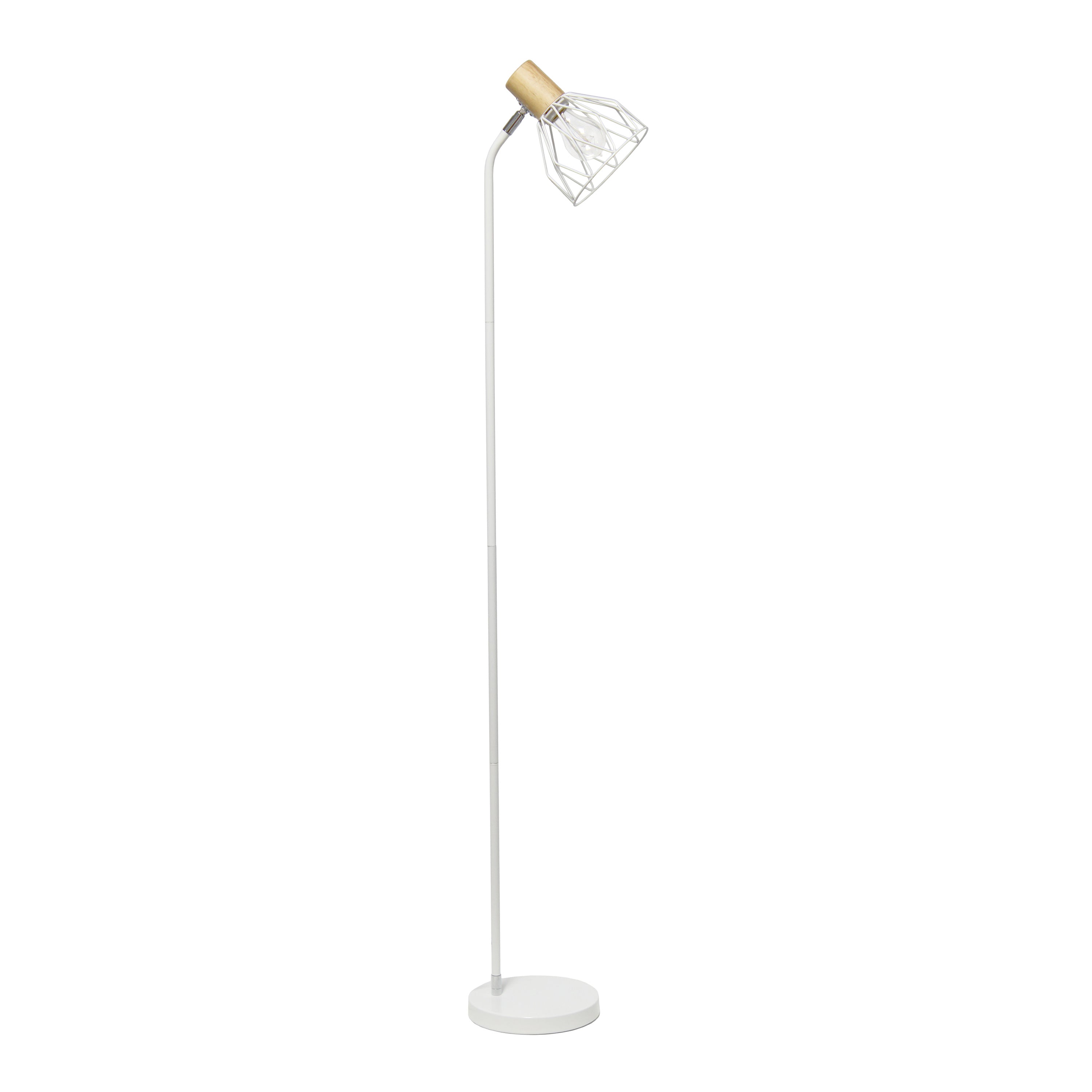 Simple Designs 55.91' Industrial Farmhouse Fusion Adjustable Cage Wire Accent Floor Lamp, White