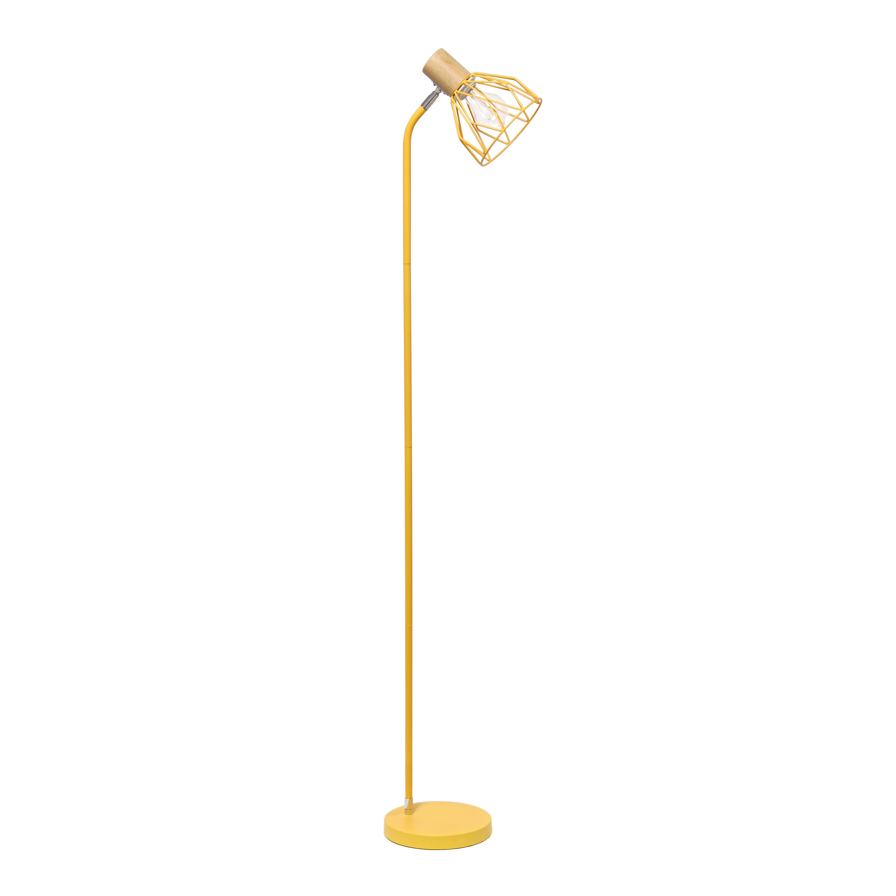 Simple Designs 55.91' Industrial Farmhouse Fusion Adjustable Cage Wire Accent Floor Lamp, Yellow