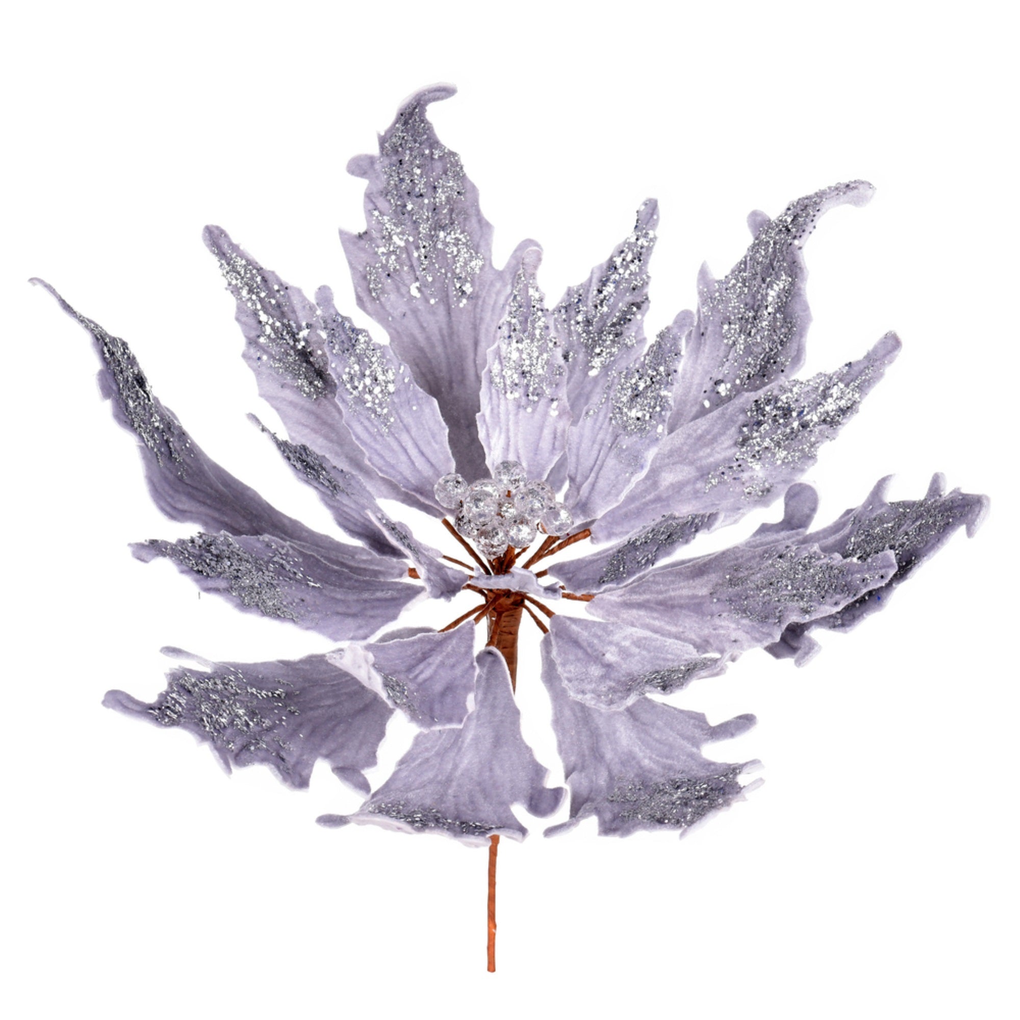 16” x 22” Silver Velvet Poinsettia Pick