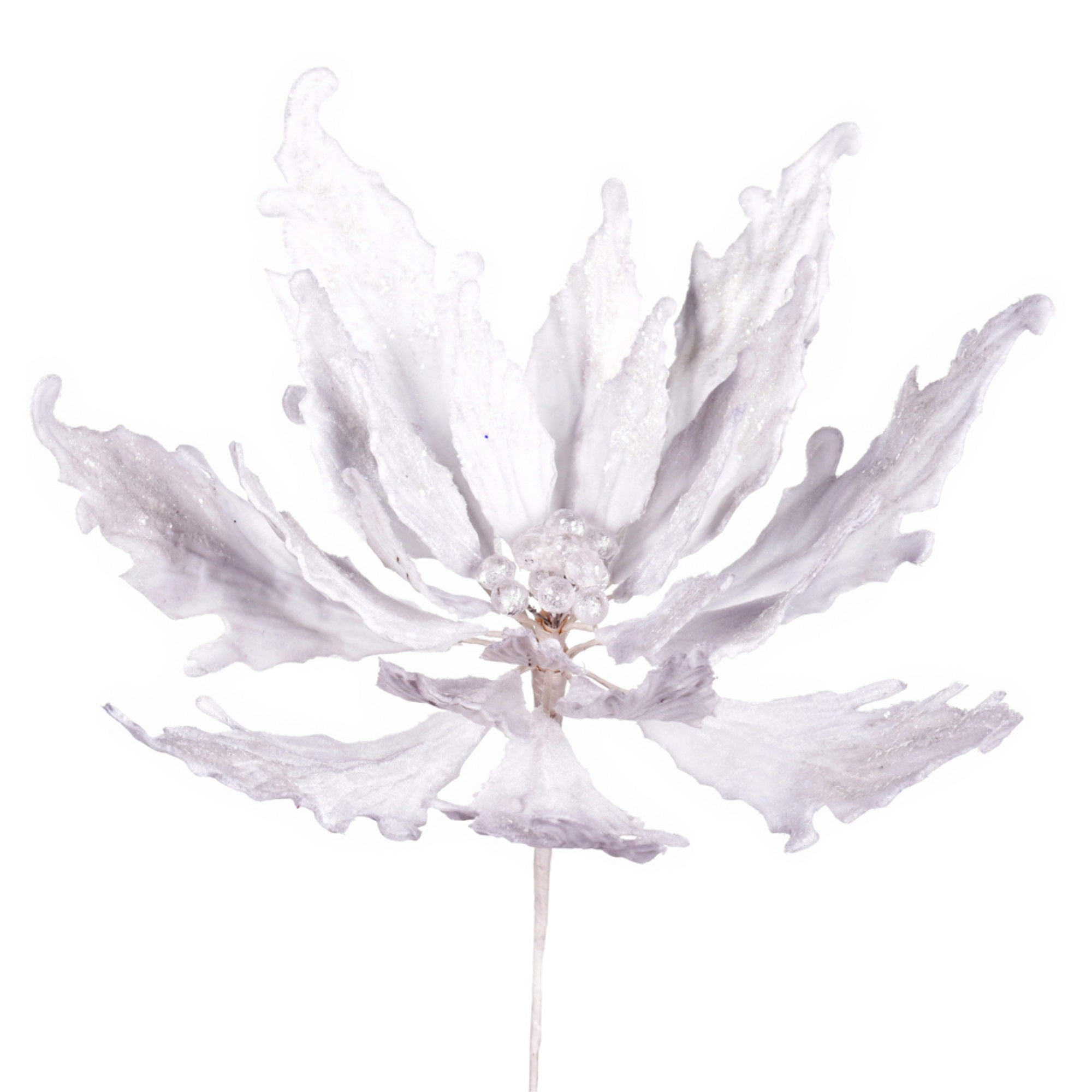 16” x 22” White Velvet Poinsettia Pick
