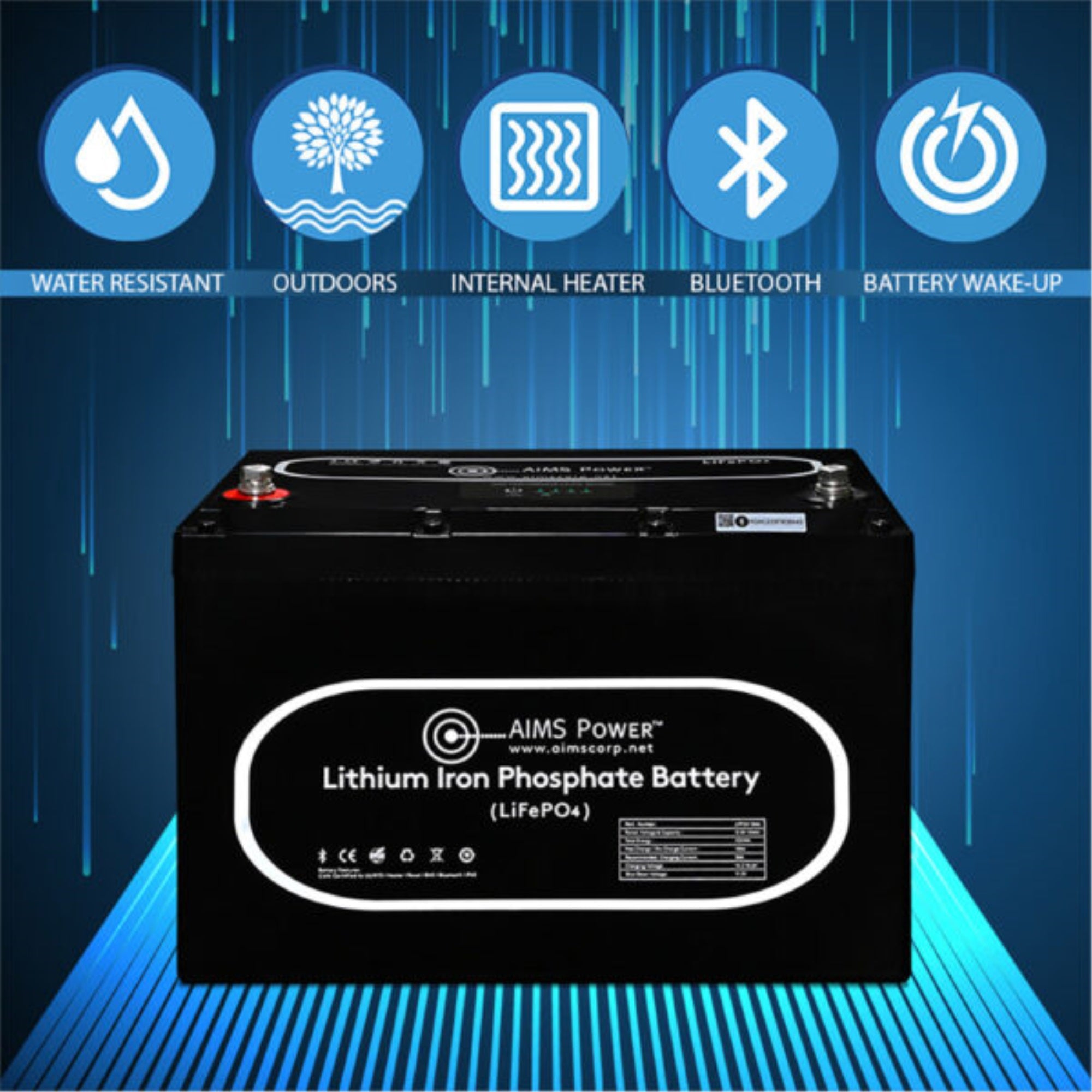 New! Lithium Battery With Wake Up, Heater & Bt Monitoring 12V 104Ah Lifepo4