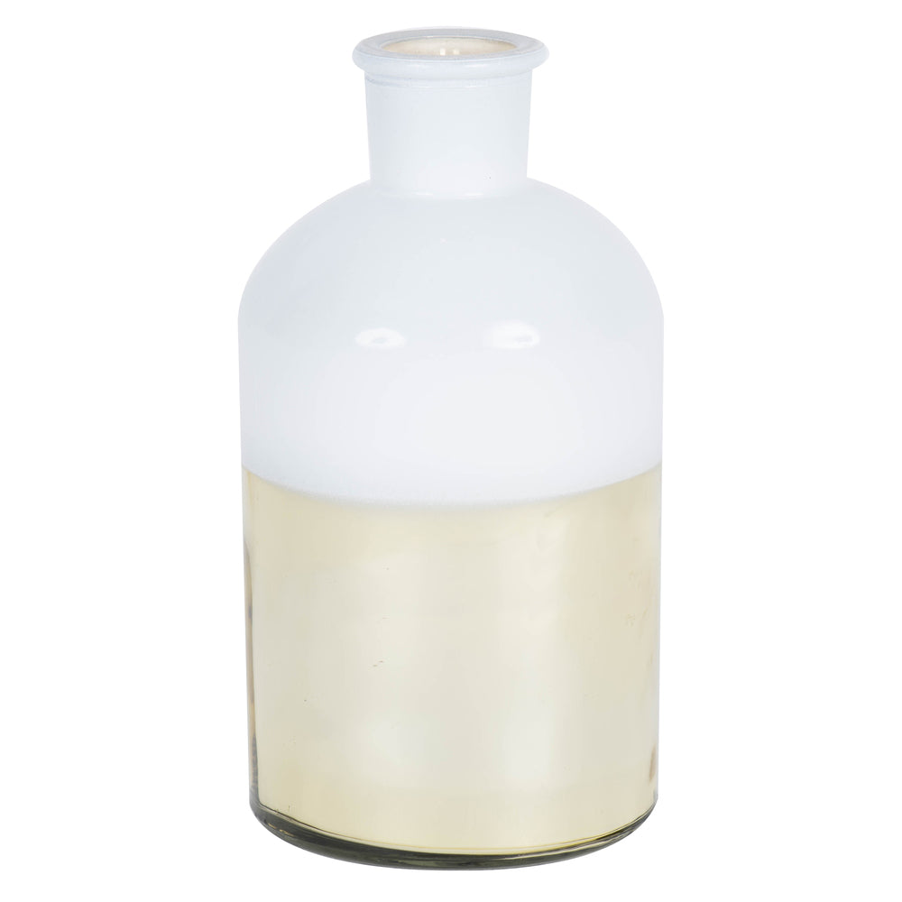 Vickerman 8” White Glass Bottle with Gold Base - LG180911