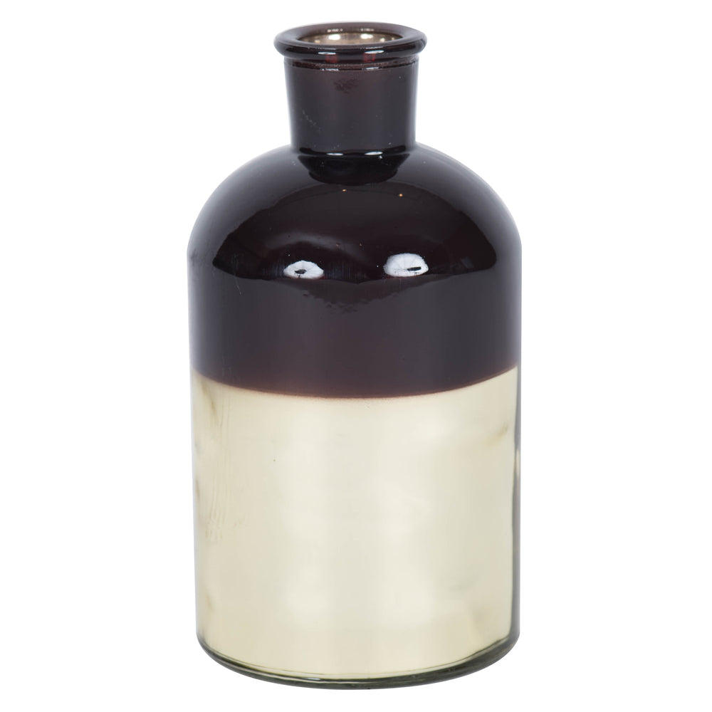 Vickerman 8” Black Glass Bottle with Gold Base - LG180917
