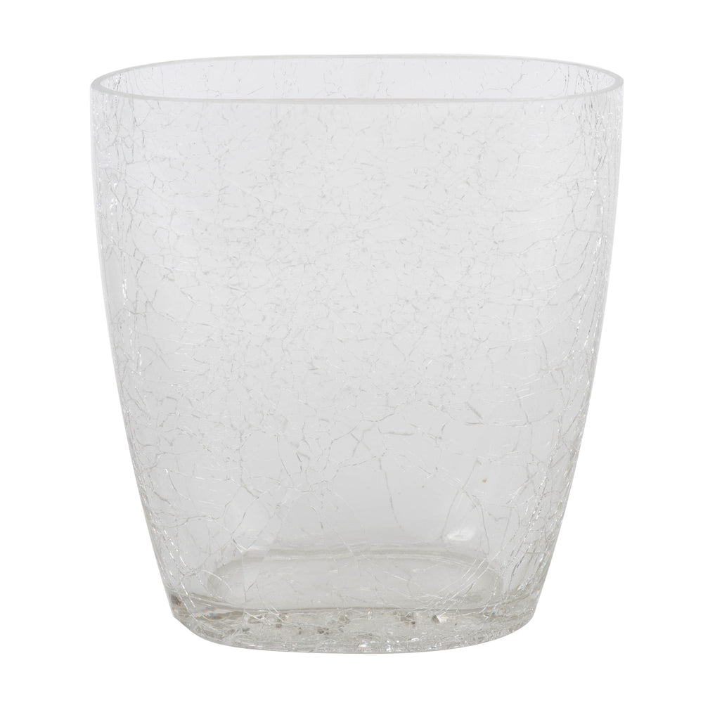 Vickerman 8.6” Clear Crackle Glass Oval Vase - LG181400