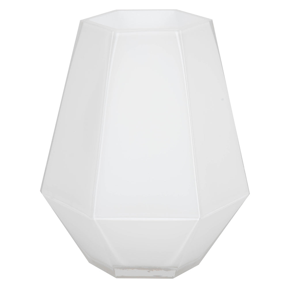 Vickerman 8.6” White Hexagon Glass Vase - LG182011